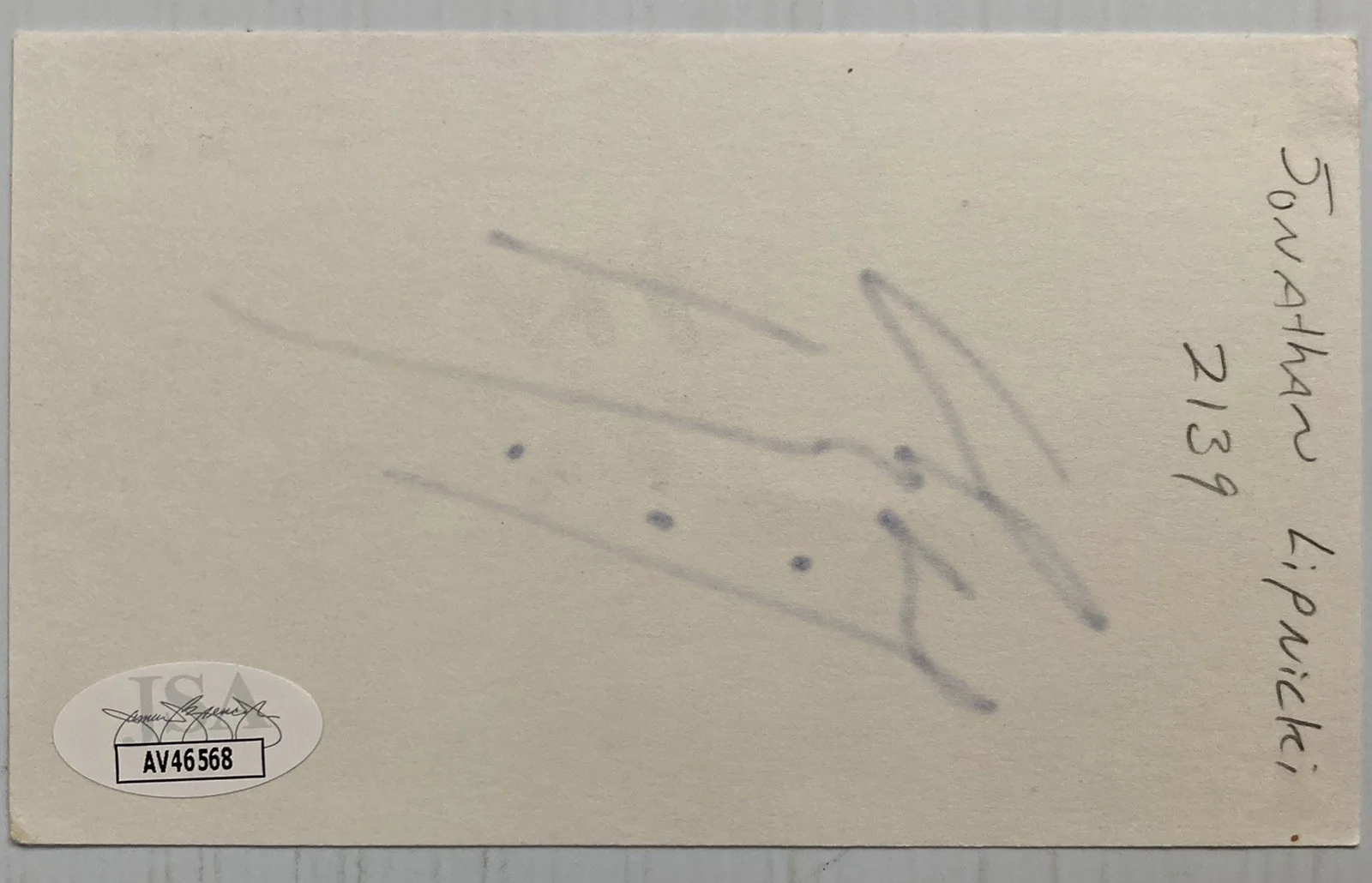 Jonathan Lipnicki — Jerry Maguire Jonathan Lipnicki Signed Autograph 3x5 Index Card - JSA - FREE S&H, image 3