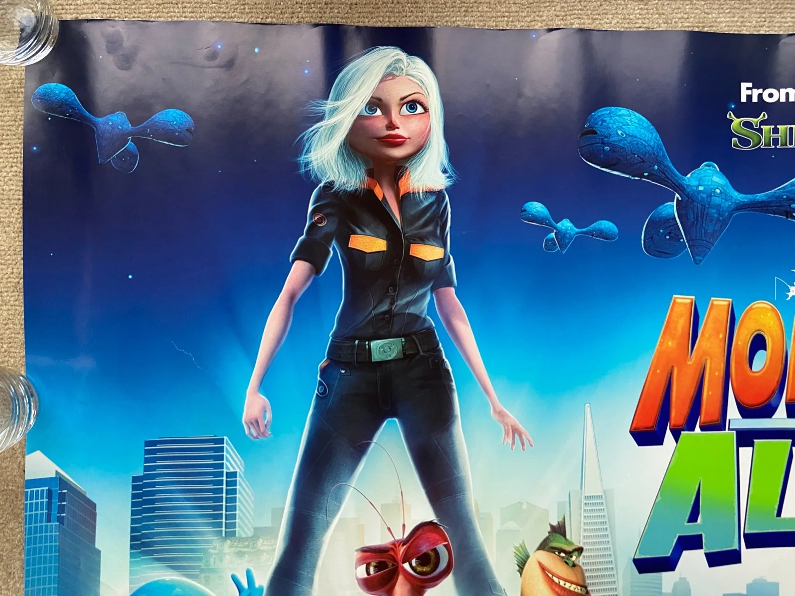 MONSTERS vs ALIENS Original RARE TEASER UK Quad Cinema Poster NEW Rolled 30x40, изображение 2