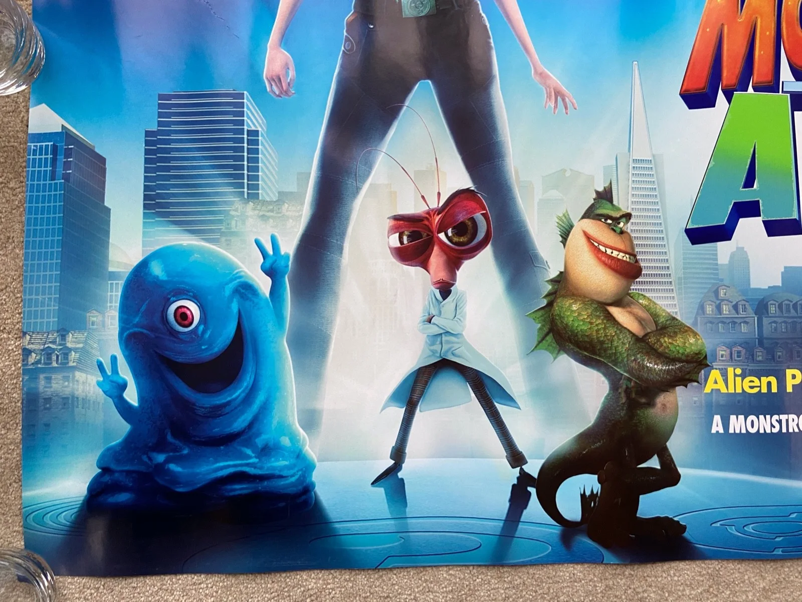 MONSTERS vs ALIENS Original RARE TEASER UK Quad Cinema Poster NEW Rolled 30x40, изображение 3