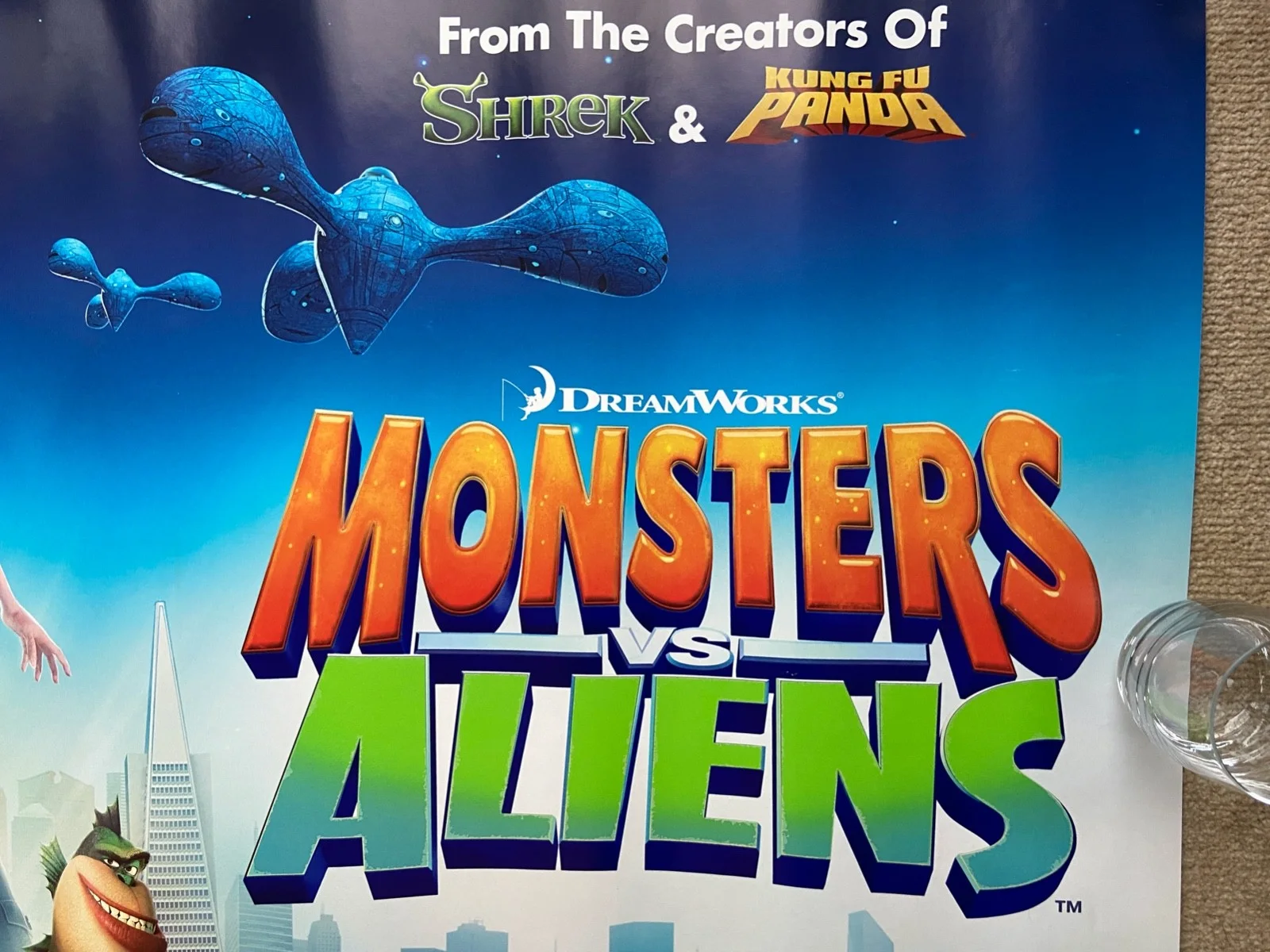 MONSTERS vs ALIENS Original RARE TEASER UK Quad Cinema Poster NEW Rolled 30x40, изображение 4