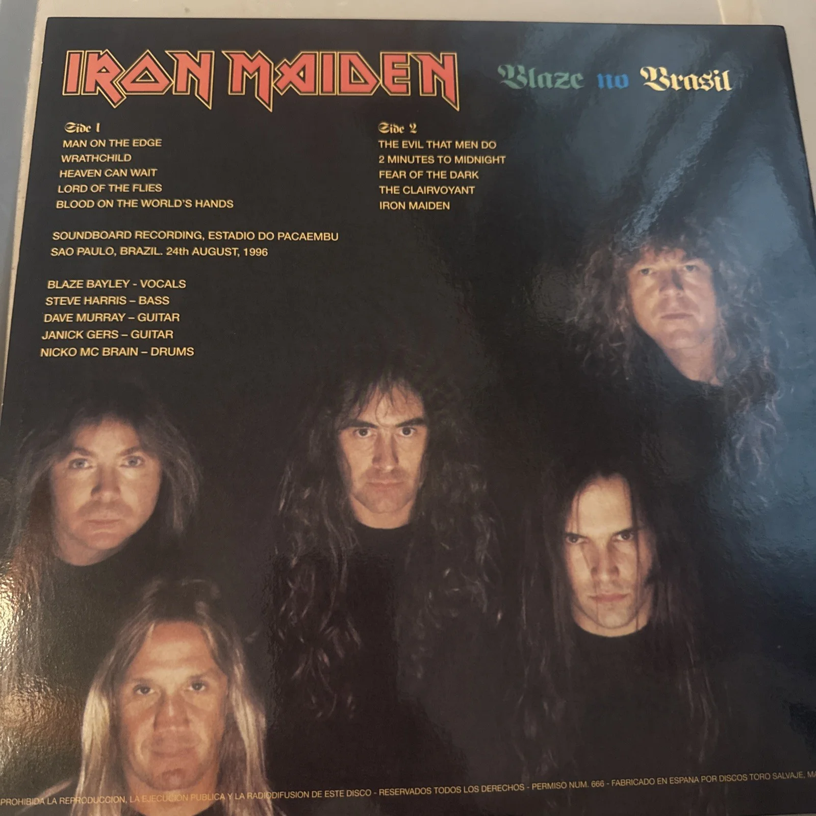 Iron Maiden Live Blaze No Brazil Import Green Vinyl Lp Rare Of 100, изображение 2
