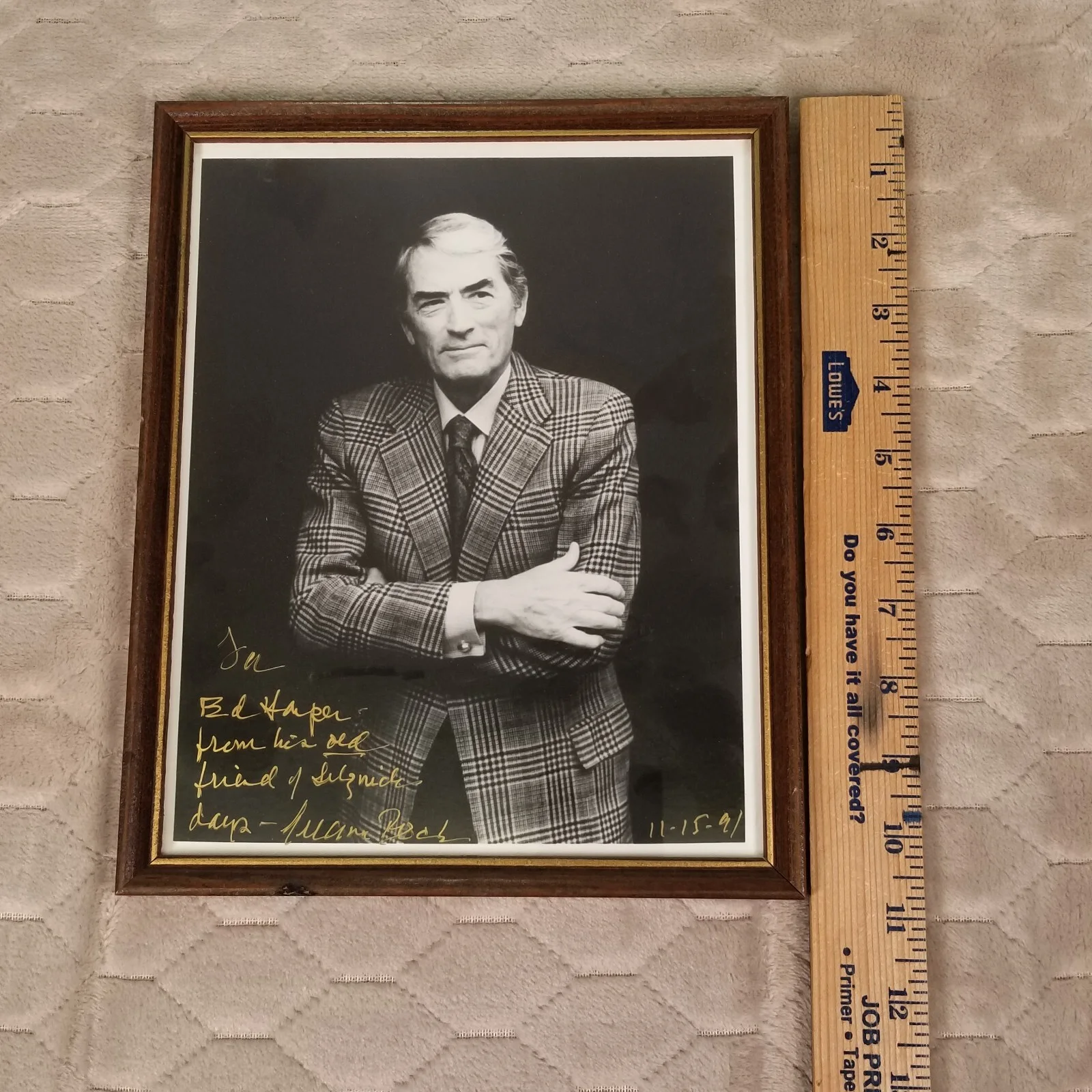 Gregory Peck — Gregory Peck To Kill a Mockingbird Signed 8x10 Photo Inscribed Framed 1991, изображение 2