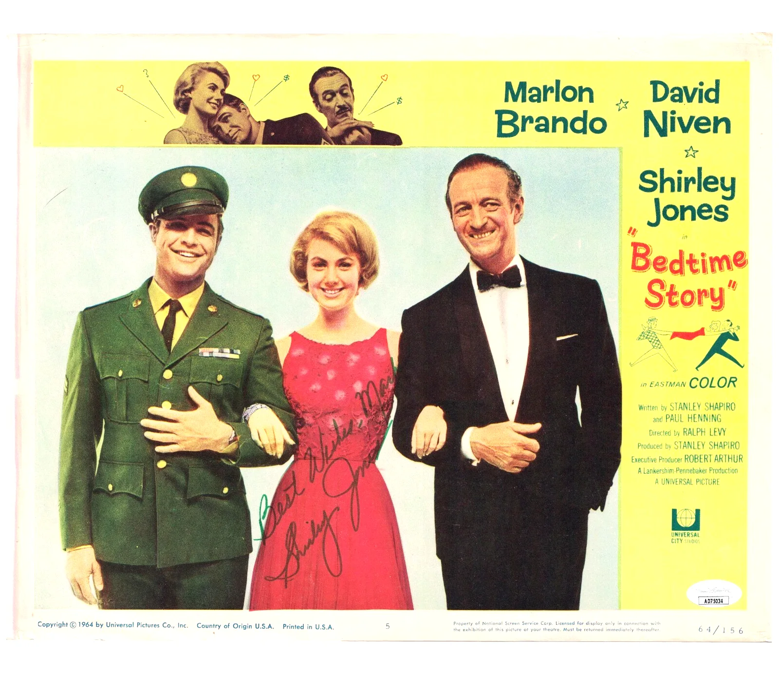 Shirley Jones — SHIRLEY JONES JSA Autographed 11X14 Lobby Card FREE SHIP! Marlon Brando not PSA