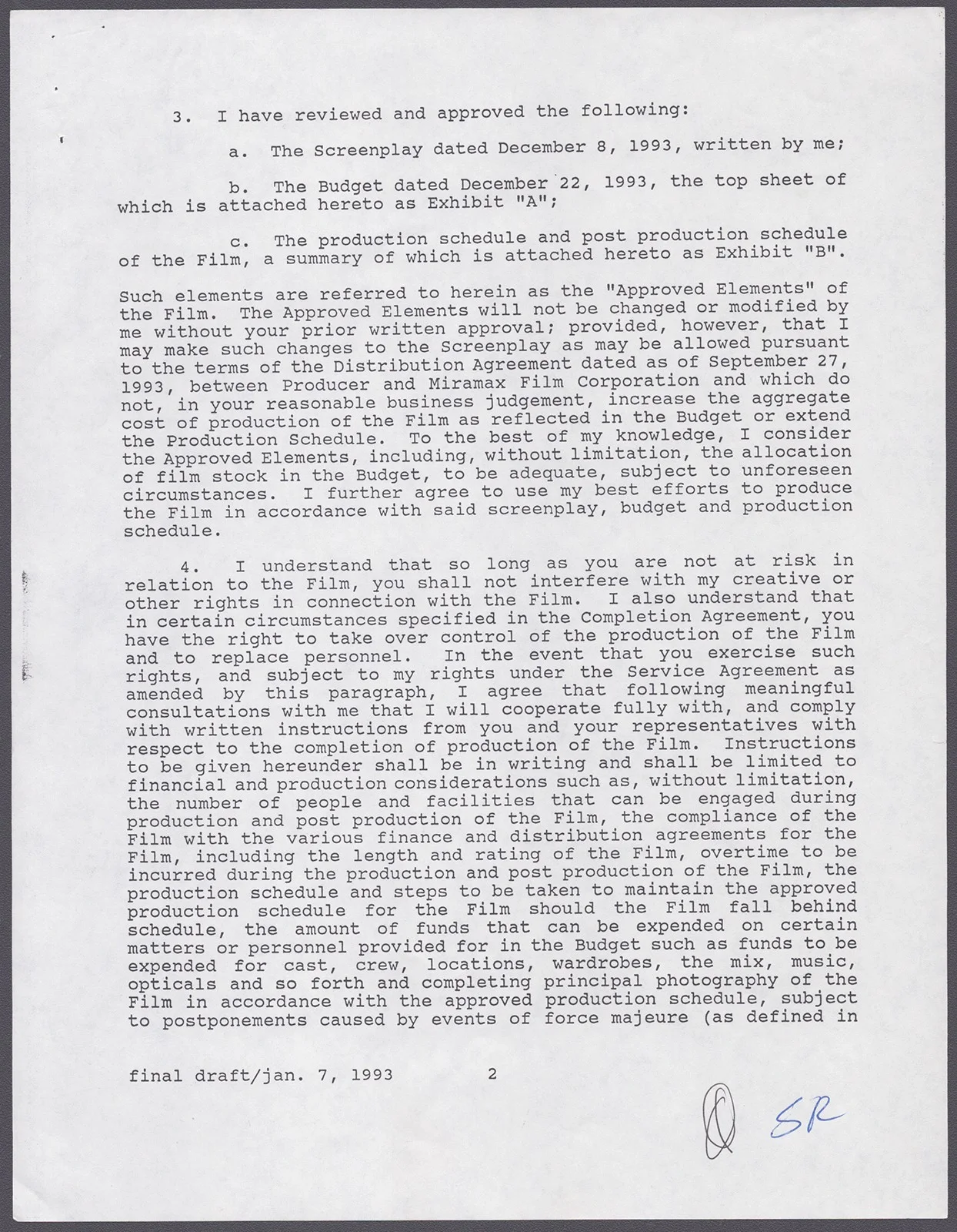 Sean Penn — SEAN PENN - CONTRACT SIGNED 01/07/1993, image 2
