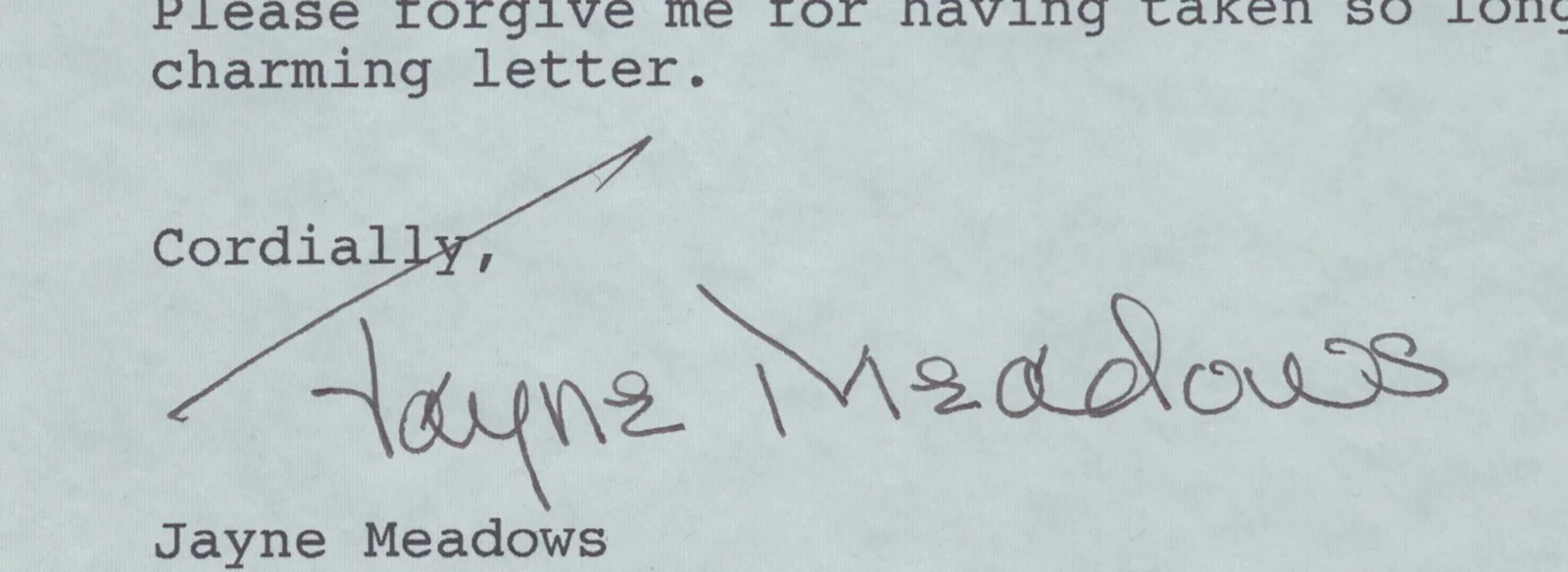 Jayne Meadows — JAYNE MEADOWS - TYPED LETTER SIGNED 09/05/1995, image 4