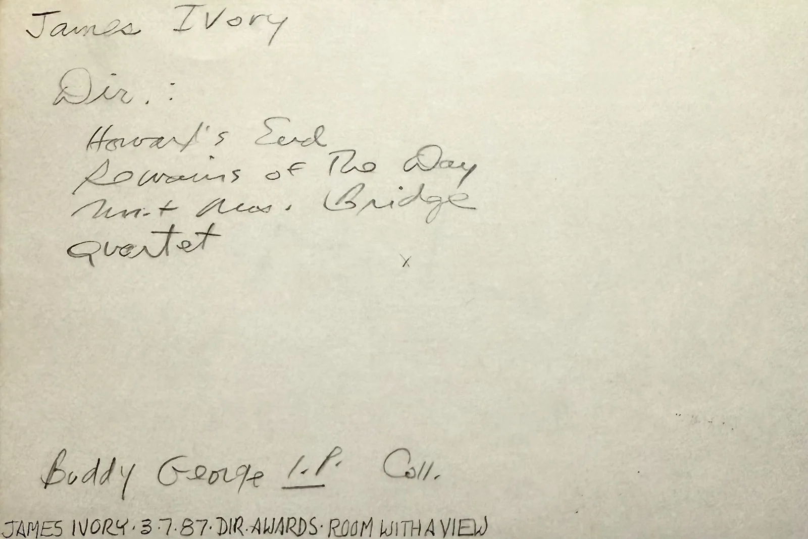 James Ivory — JAMES IVORY Signed Autographed 4x6 INDEX CARD Quartet A Room with a View MAURICE, image 4