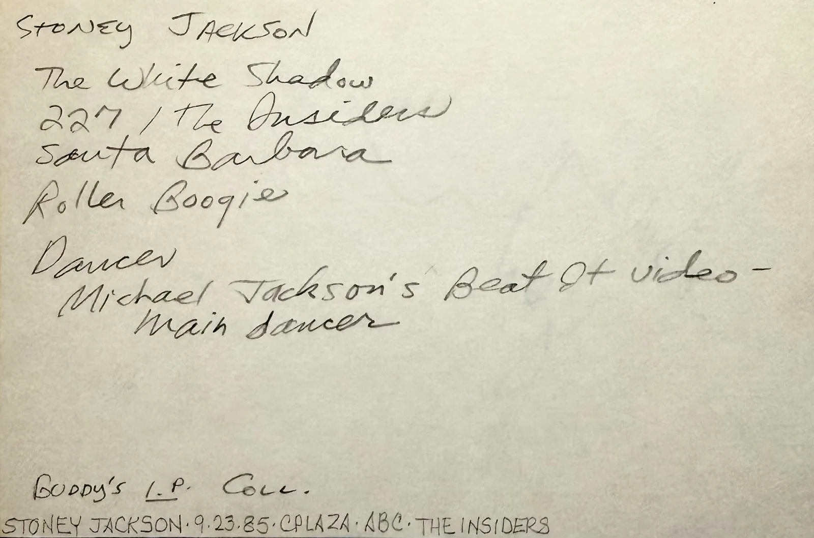 Stoney Jackson — STONEY JACKSON Signed Autograph 4x6 INDEX CARD The Insiders Knights of the City, изображение 2