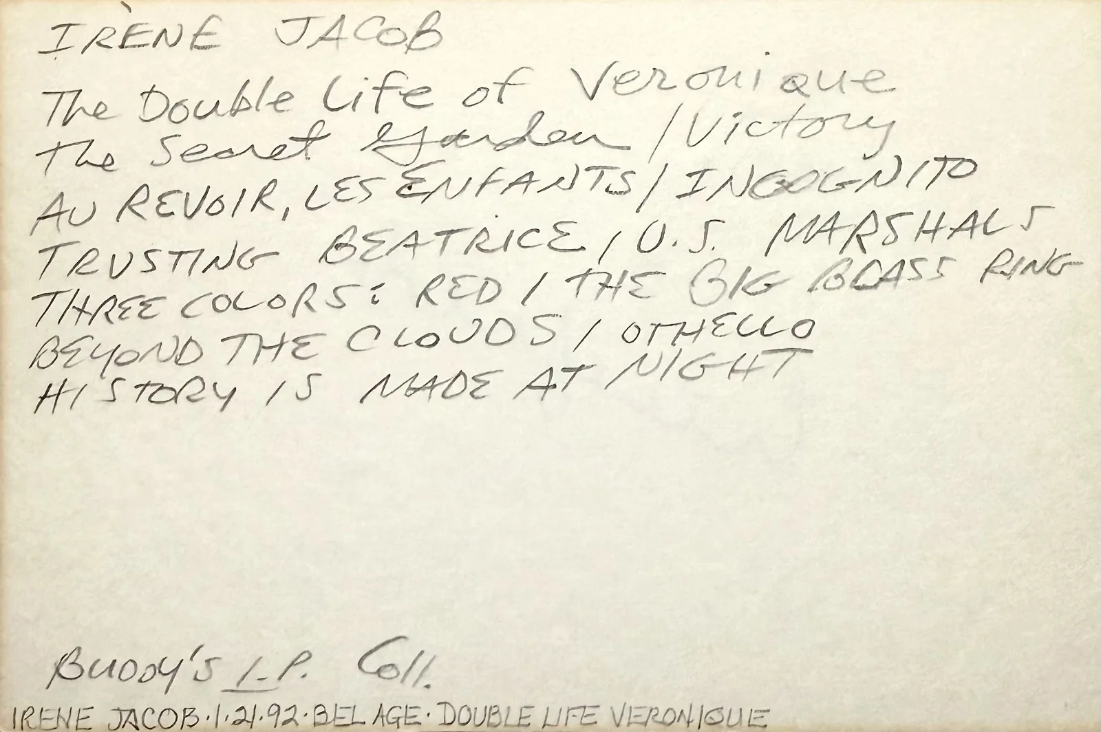 Irene Jacob — IRENE JACOB Signed Autograph 4x6 INDEX CARD The Double Life of Veronique OTHELLO, изображение 4