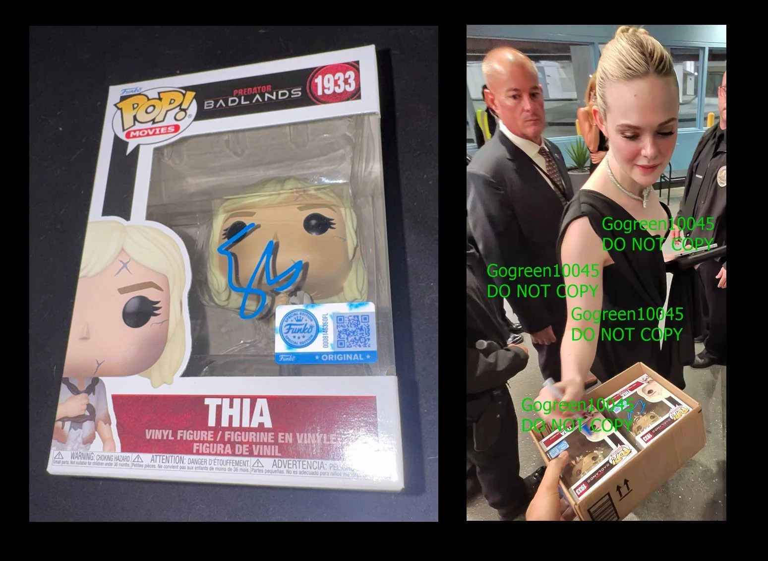 Elle Fanning — Elle Fanning signed Thia funko pop Predator Badlands poster photo BAS Beckett