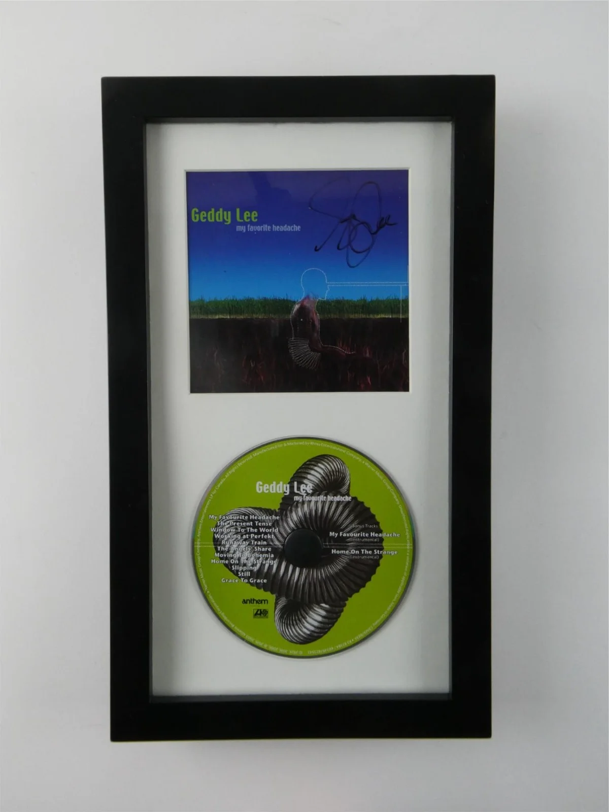 Geddy Lee Signed CD Framed Display Matted w/ Cover My Favorite Headache JSA COA, image 2