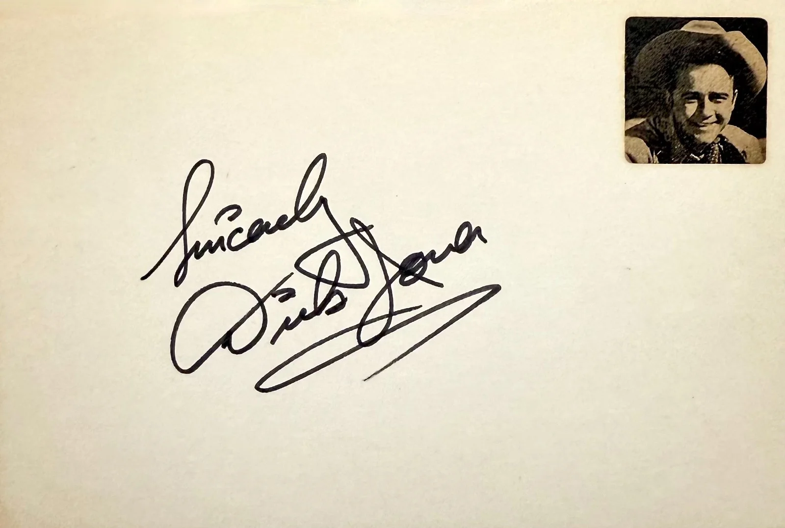 Dick Jones — DICK JONES Autograph Signed 4x6 INDEX CARD Pinocchio The Frontiersmen FORT WORTH
