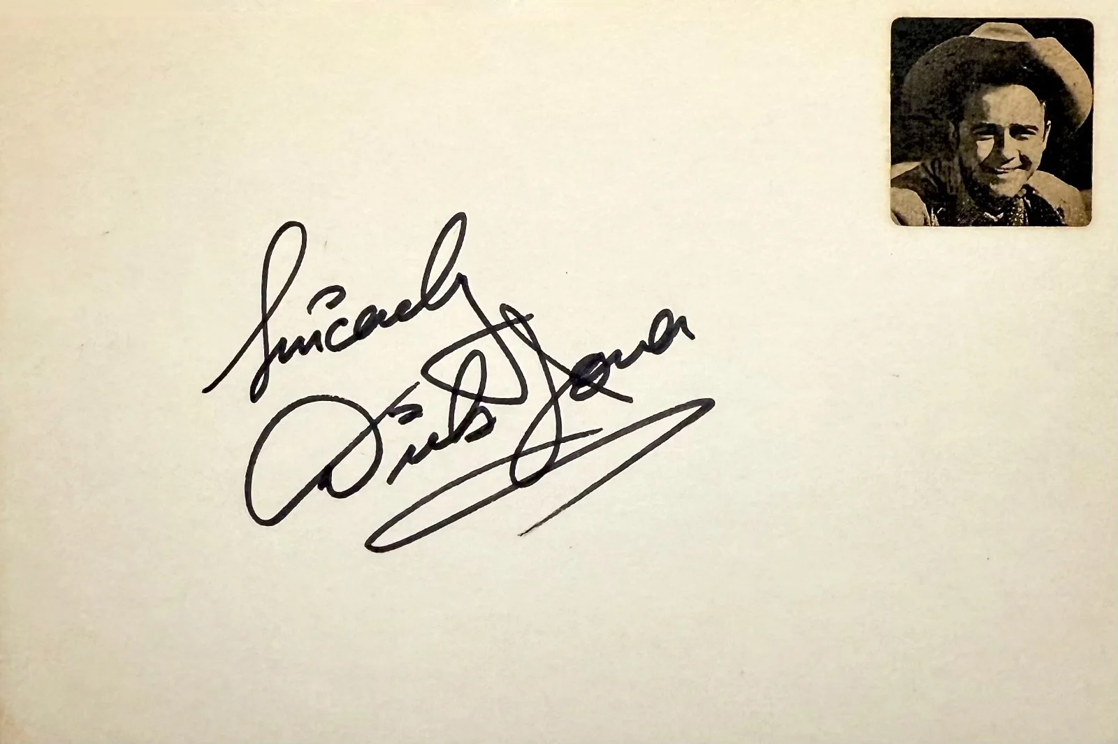 Dick Jones — DICK JONES Autograph Signed 4x6 INDEX CARD Pinocchio The Frontiersmen FORT WORTH, изображение 3