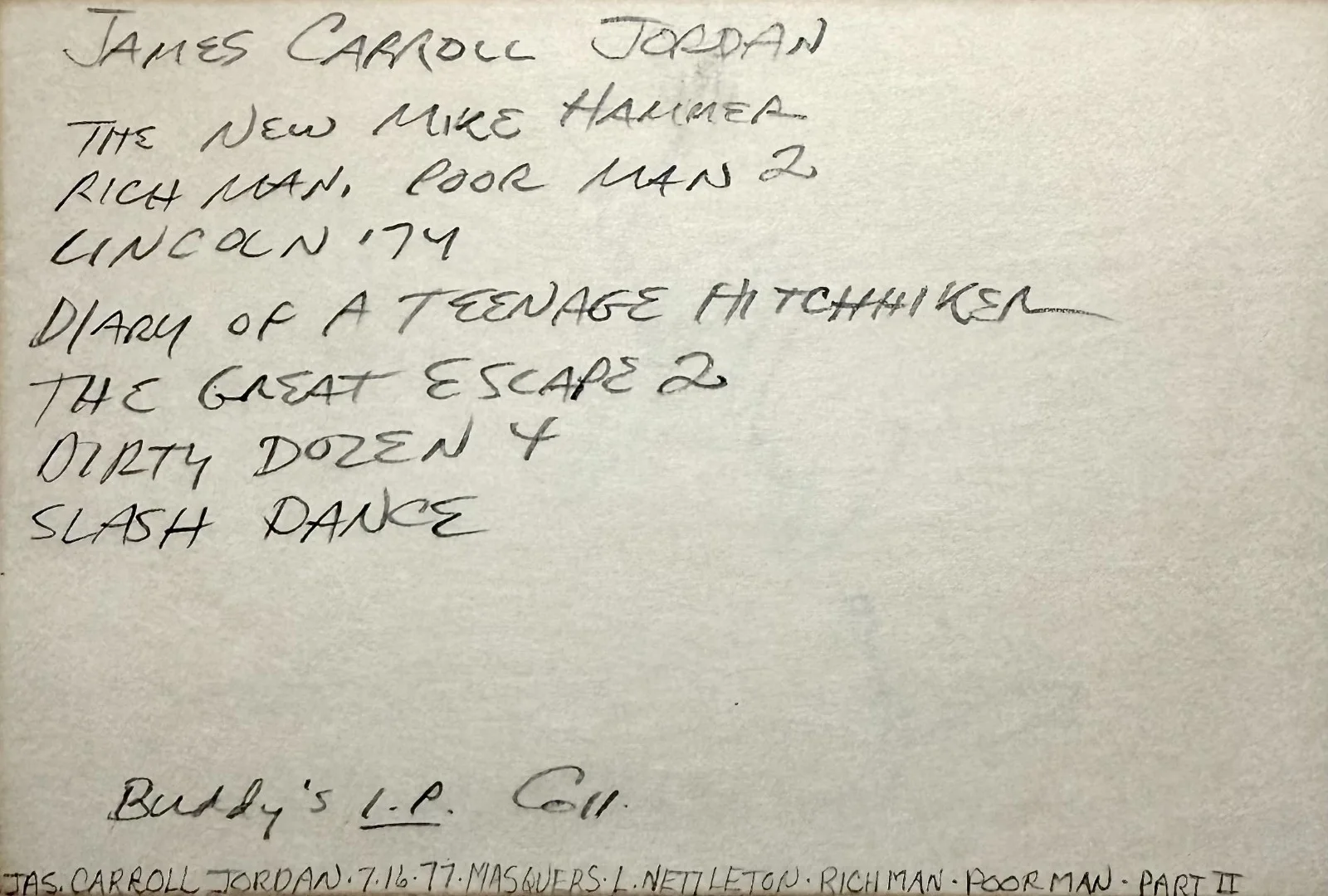 James Carroll Jordan — JAMES CARROLL JORDAN Signed Autograph 4x6 INDEX CARD Kingsman: The Golden Circle, изображение 2