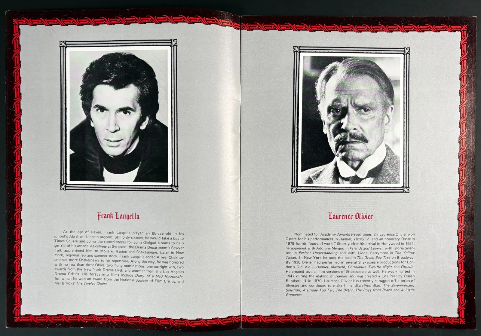 Dracula ORIGINAL Film Brochure Frank Langella Laurence Olivier 1979, изображение 2