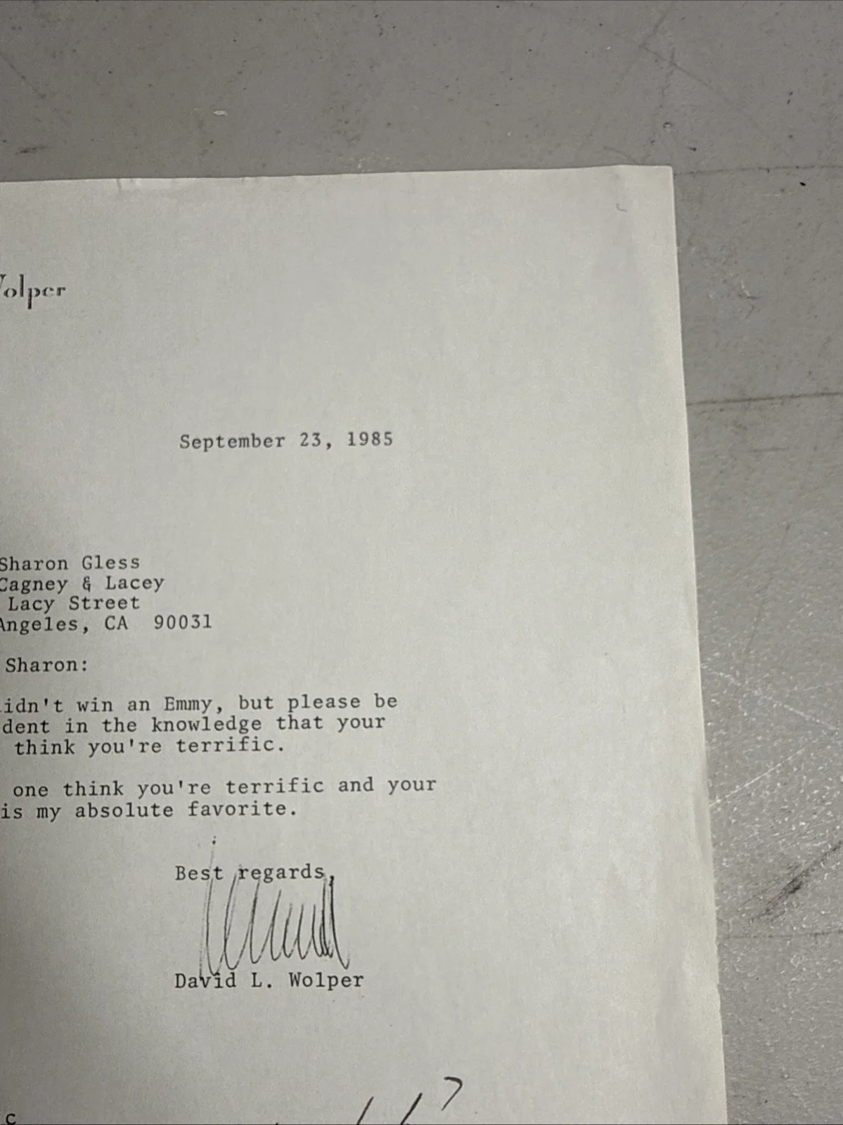 David L. Wolper — David L Wolper Signed Letter 1985 Typed Hollywood Producer Autograph Emmy Note, изображение 3