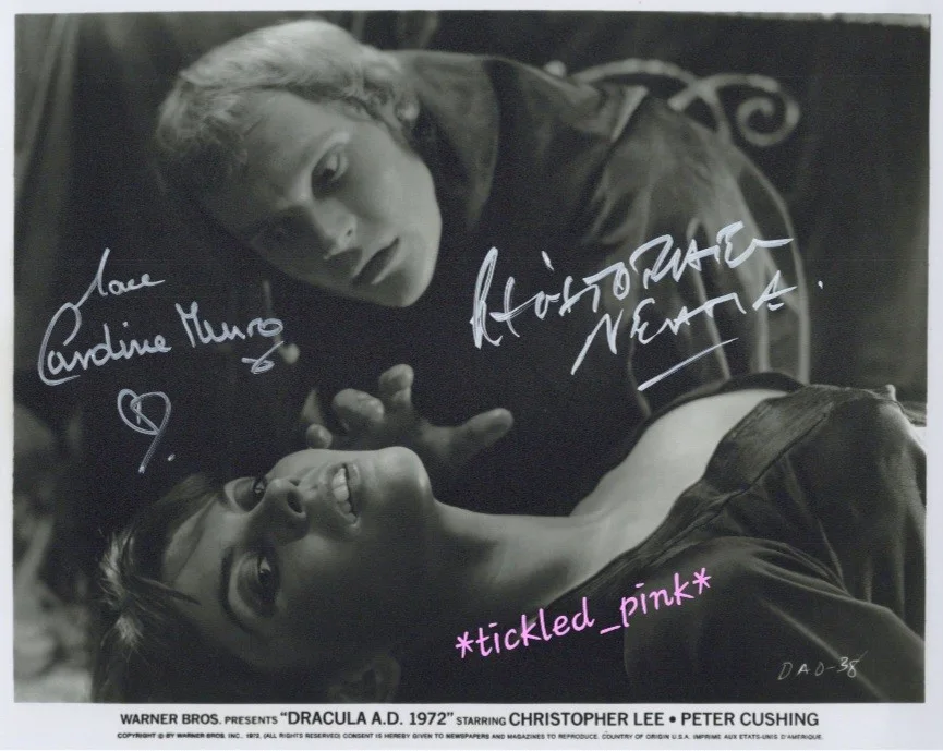 Caroline Munro — Caroline Munro & Christopher Neame signed 8x10 photo w/COA from Dracula A.D 1972