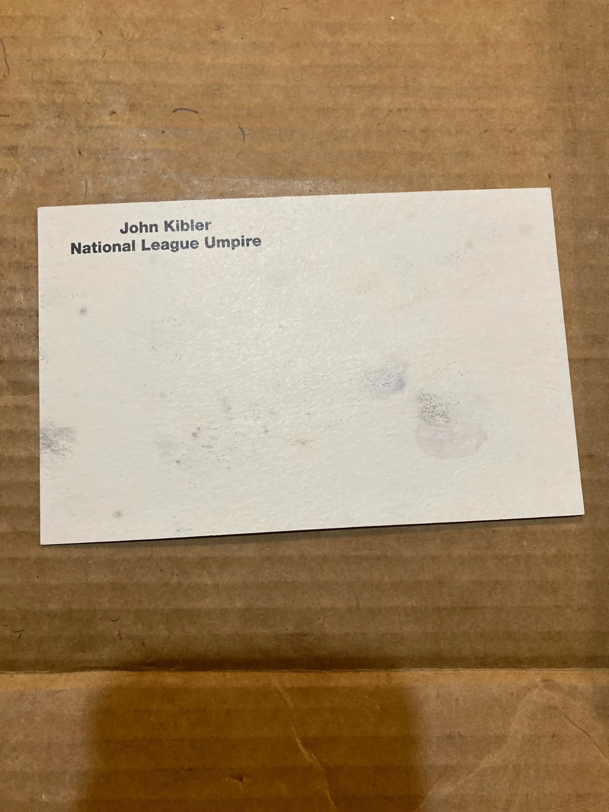 JOHN KIBLER — JOHN KIBLER BASEBALL UMPIRE N.L. SIGNED AUTOGRAPH PERSONNEL POST CARD, image 2