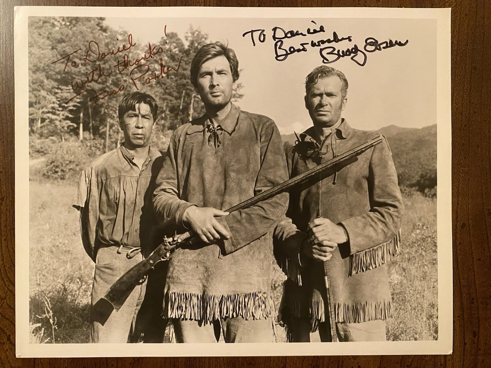Fess Parker, Buddy Ebsen — Fess Parker Buddy Ebsen Signed Autographed Photo With COA Davy Crockett BOTH