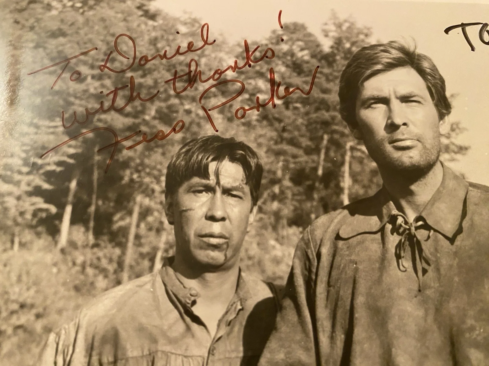 Fess Parker, Buddy Ebsen — Fess Parker Buddy Ebsen Signed Autographed Photo With COA Davy Crockett BOTH, изображение 3