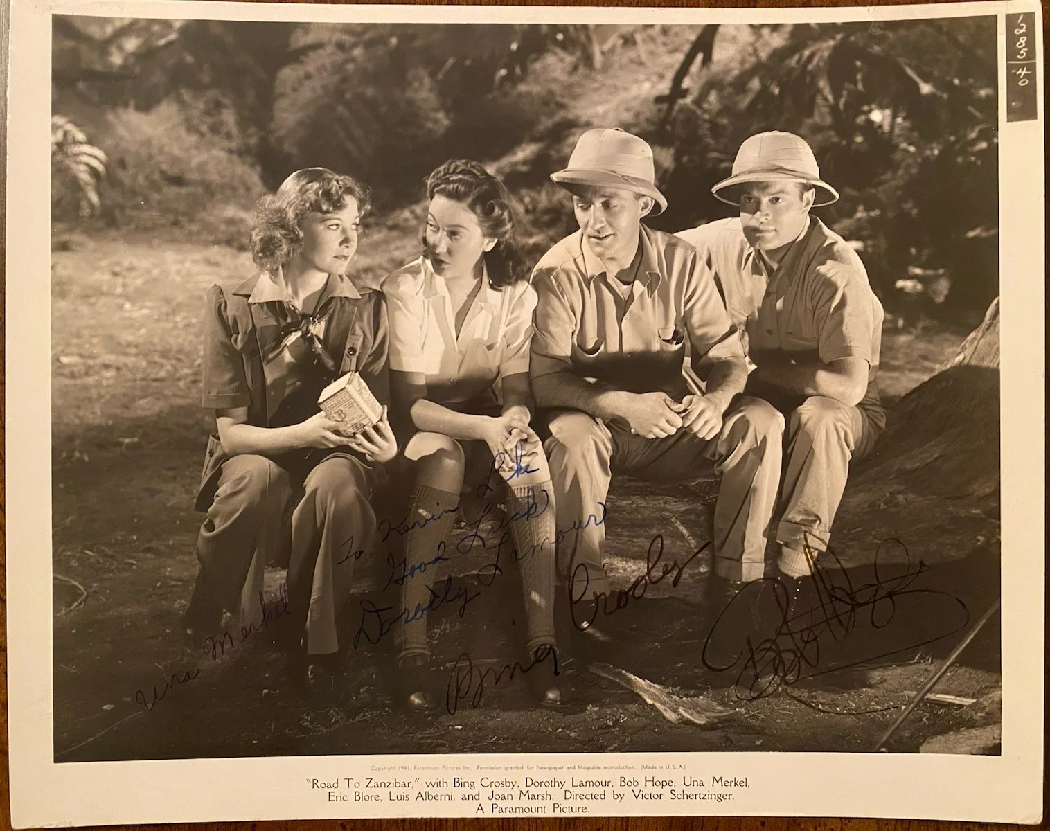Bing Crosby, Bob Hope, Dorothy Lamour, Una Merkel — Bing Crosby Bob Hope Dorothy Lamour Una Merkel Signed Autographed Photo With COA