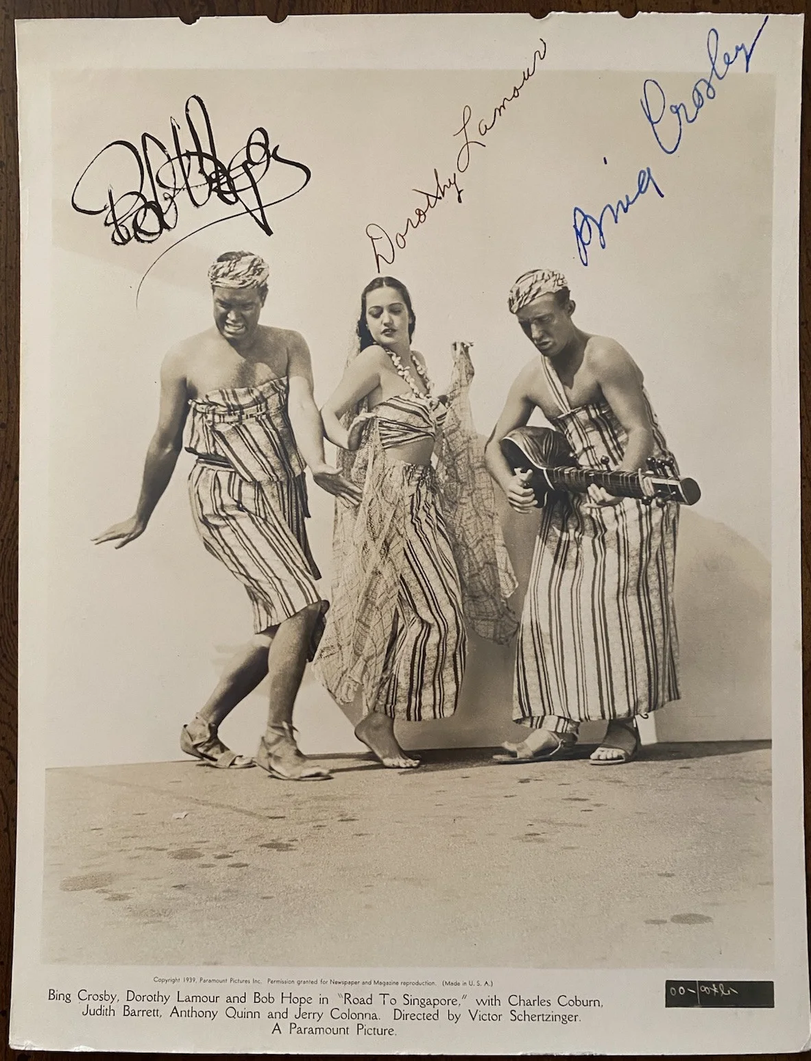Bob Hope, Bing Crosby, Dorothy Lamour — Bob Hope Bing Crosby Dorothy Lamour Signed Vintage Photo Road To Singapore RARE