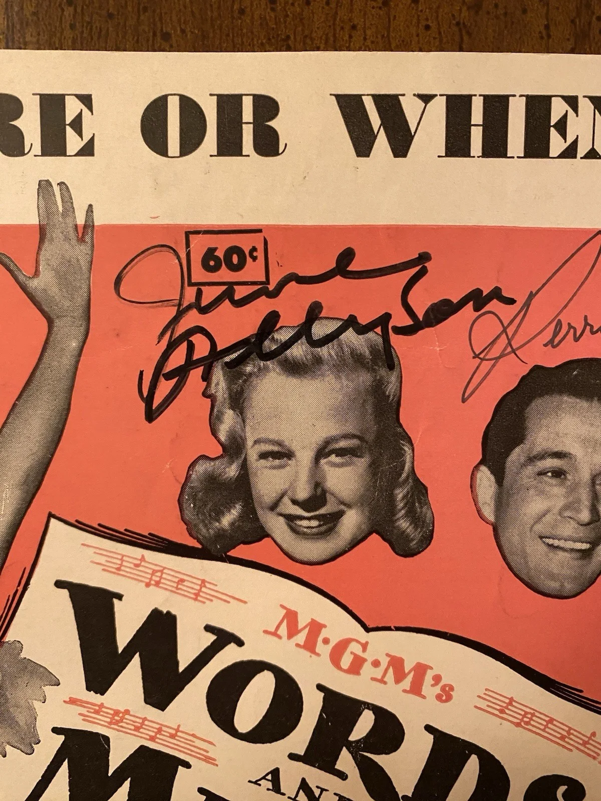 Gene Kelly, June Allyson, Perry Como, Ann Sothern, Etc — Words And Music Vintage Sheet Music Cast Signed Autographed By 6 With COA RARE, изображение 2