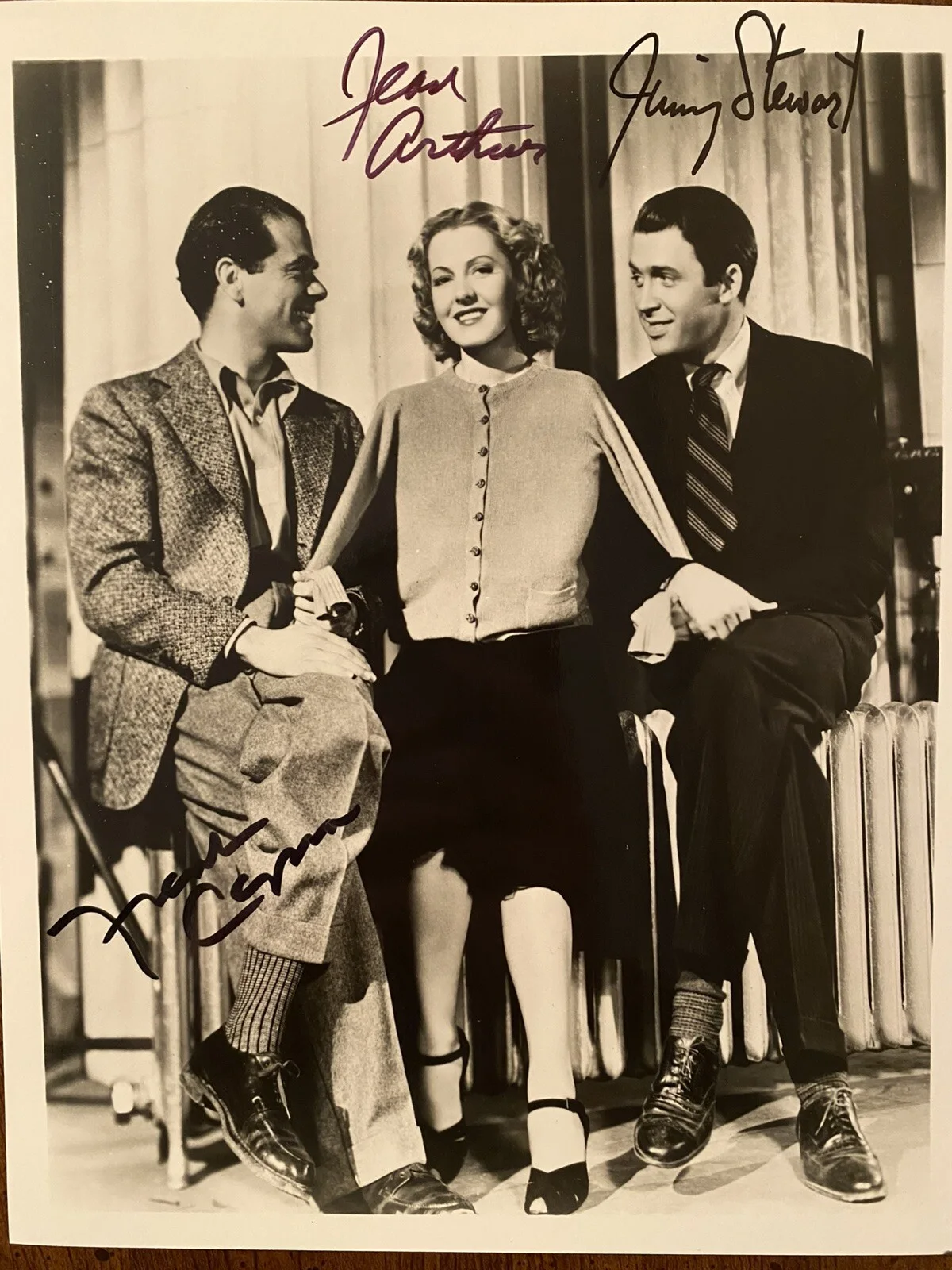 Jimmy Stewart, Frank Capra, Jean Arthur — Mr Smith Goes To Washington Cast Signed Photo With COA RARE Stewart Capra Arthur