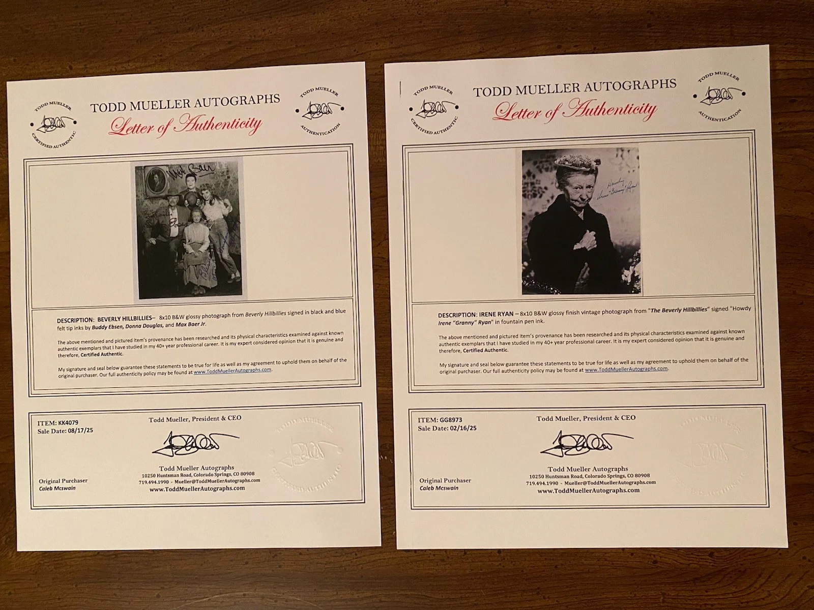 Irene Ryan, Buddy Ebsen, Donna Douglas, Etc — The Beverly Hillbillies Cast Signed Autographed Photo Lot All 4 w COA Irene Ryan, изображение 2