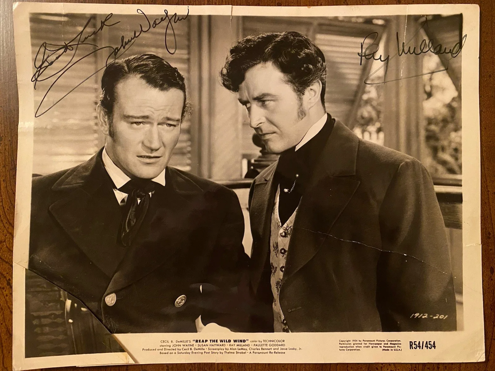 John Wayne, Ray Milland — John Wayne Ray Milland Signed Autographed Photo With COA Reap The Wild Wind RARE