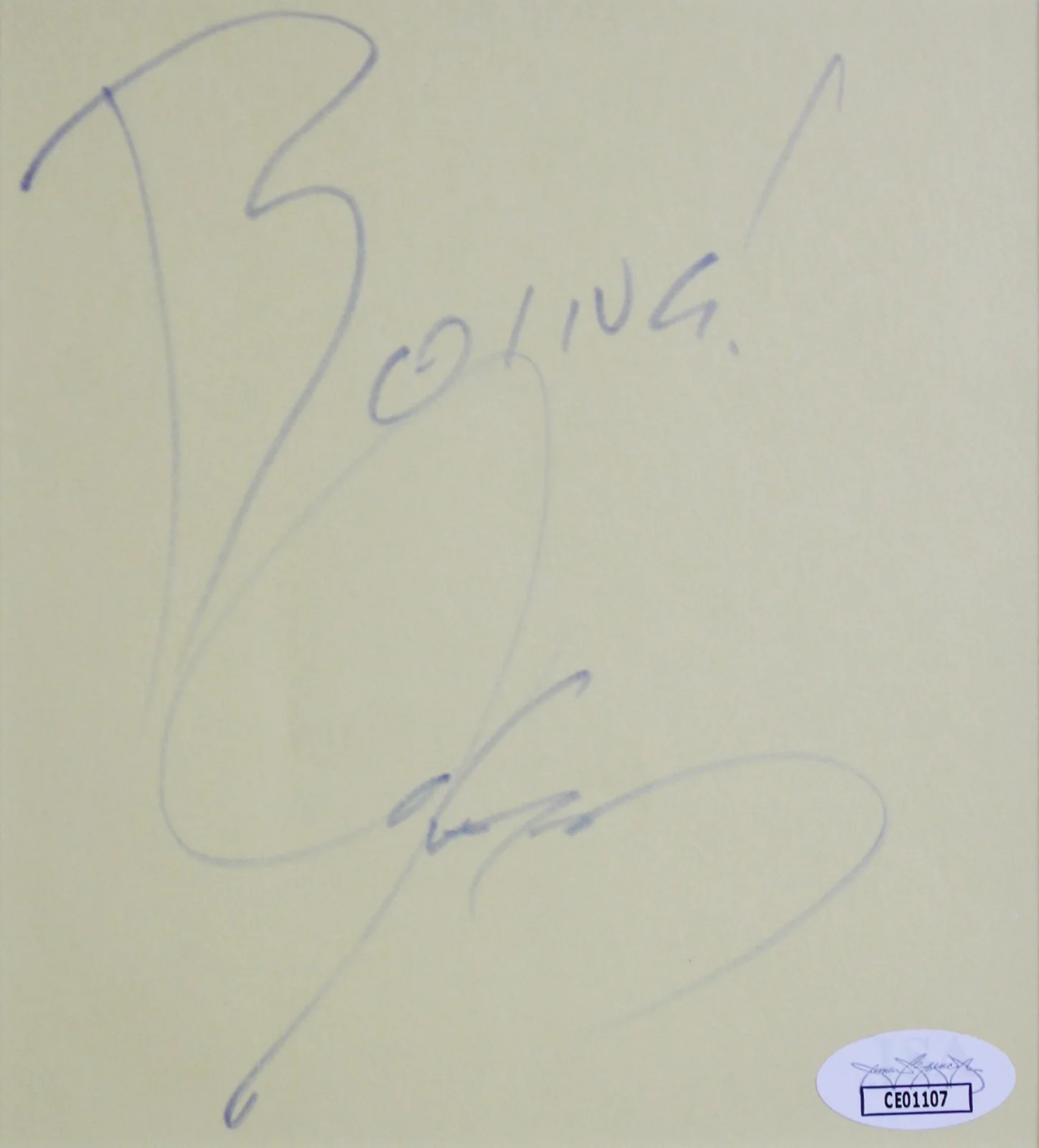 Jim Carrey — Jim Carrey The Mask "Boing!" Signed & Framed 5.5x6 Cut Signature JSA #CE01107, изображение 2