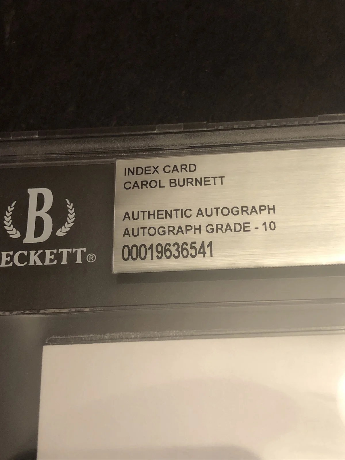 Carol Burnett — Beckett 10 Gem Mint Autograph Carol Burnett Signed 3x5 Index Card 541, image 3