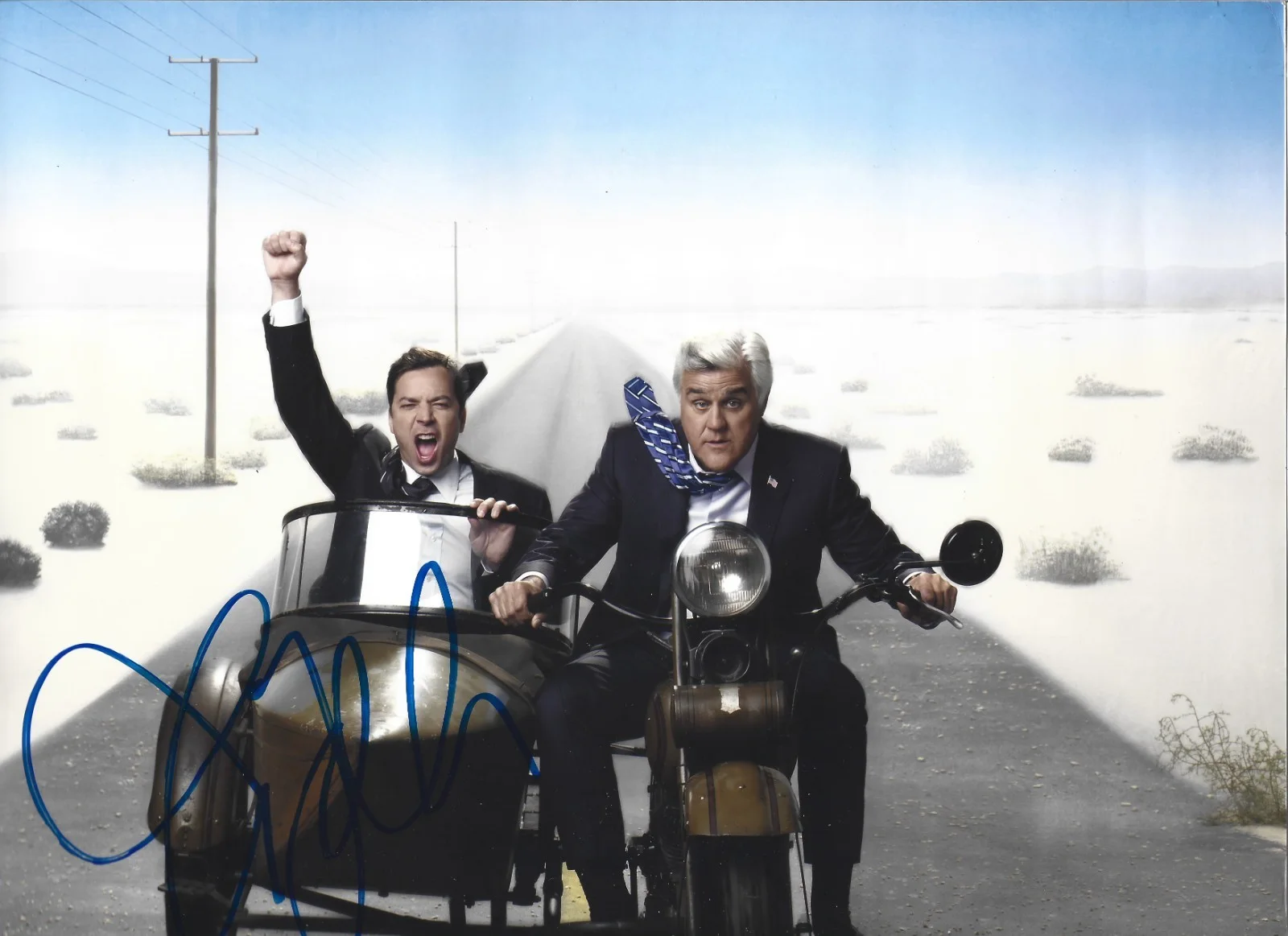 Jimmy Fallon — 11"x14" Jimmy Fallon Hand Signed with Jay Leno Photo Print COA The Tonight Show