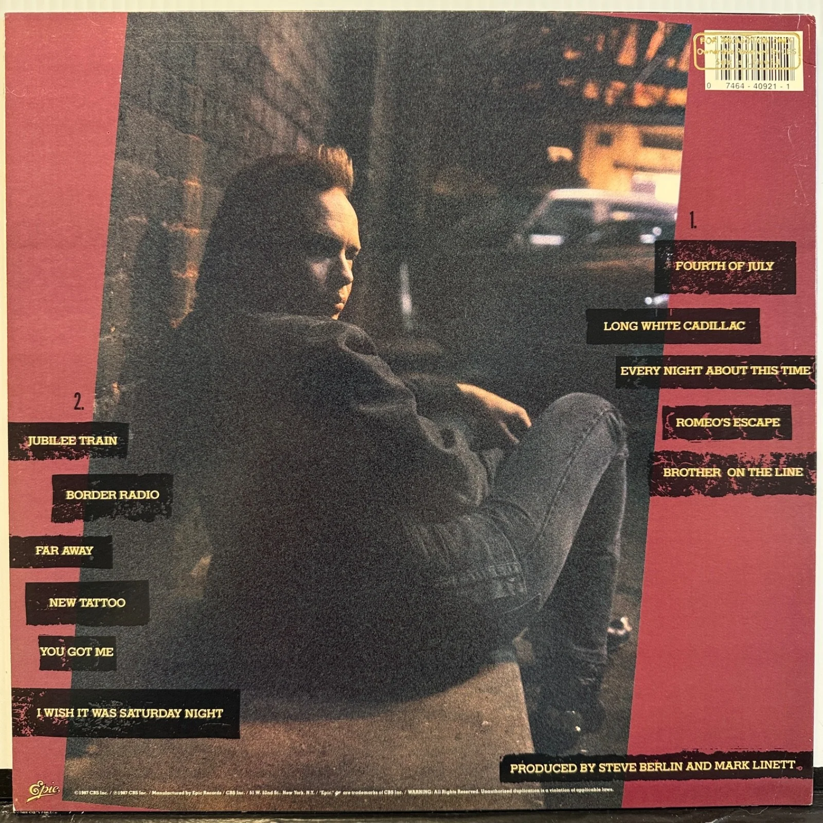 AUTOGRAPHED - DAVE ALVIN "Romeo's Escape" USA vinyl LP E 40921 GOLD PROMO STAMP, изображение 3