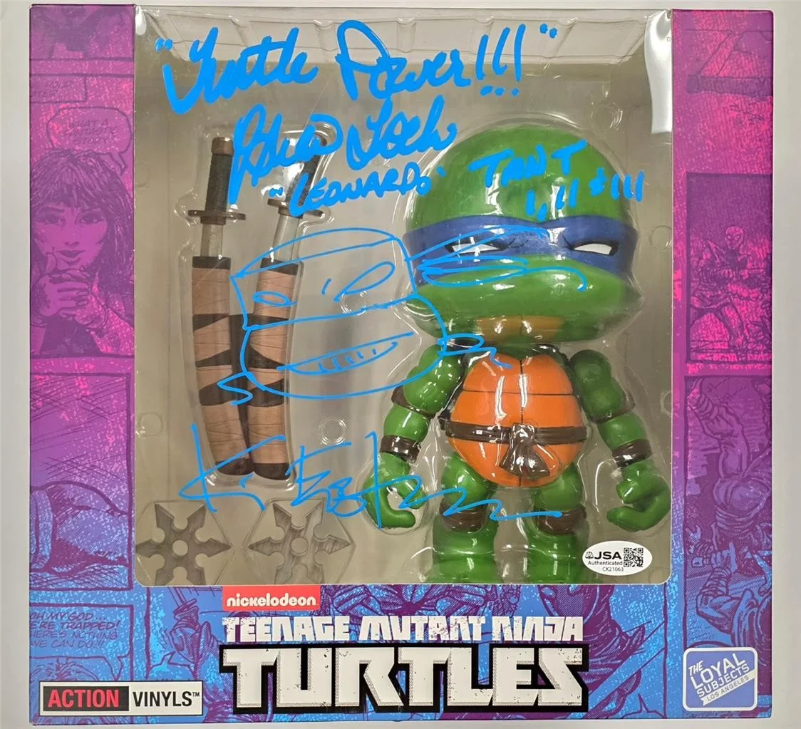 Kevin Eastman — Kevin Eastman & Brian Tochi signed TMNT Leonardo Jumbo Vinyl Figure auto JSA