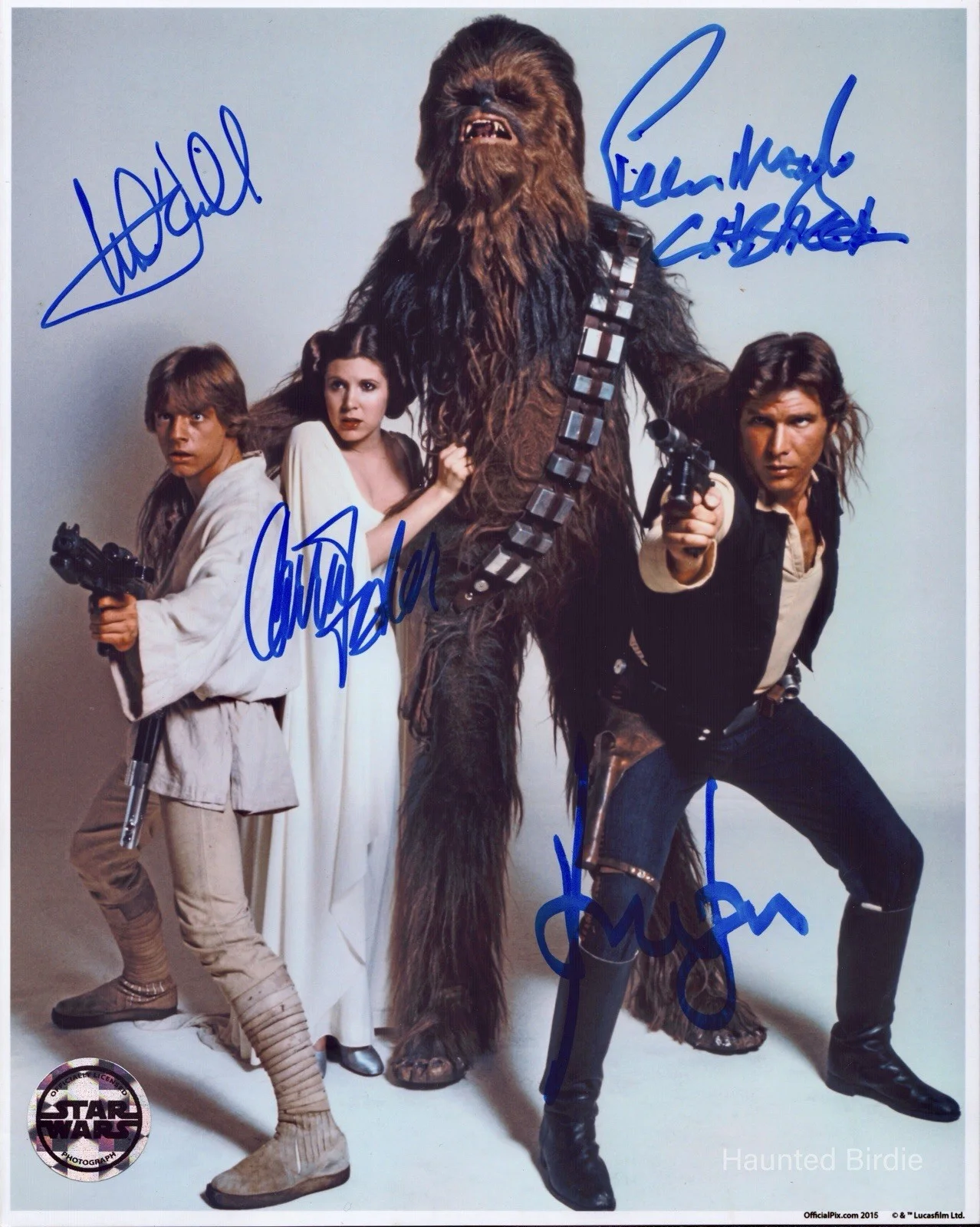 Harrison Ford — Star Wars * Official Pix * 8x10 Photo Signed X4 Ford Fisher Hamill * PSA * PROOF, изображение 5