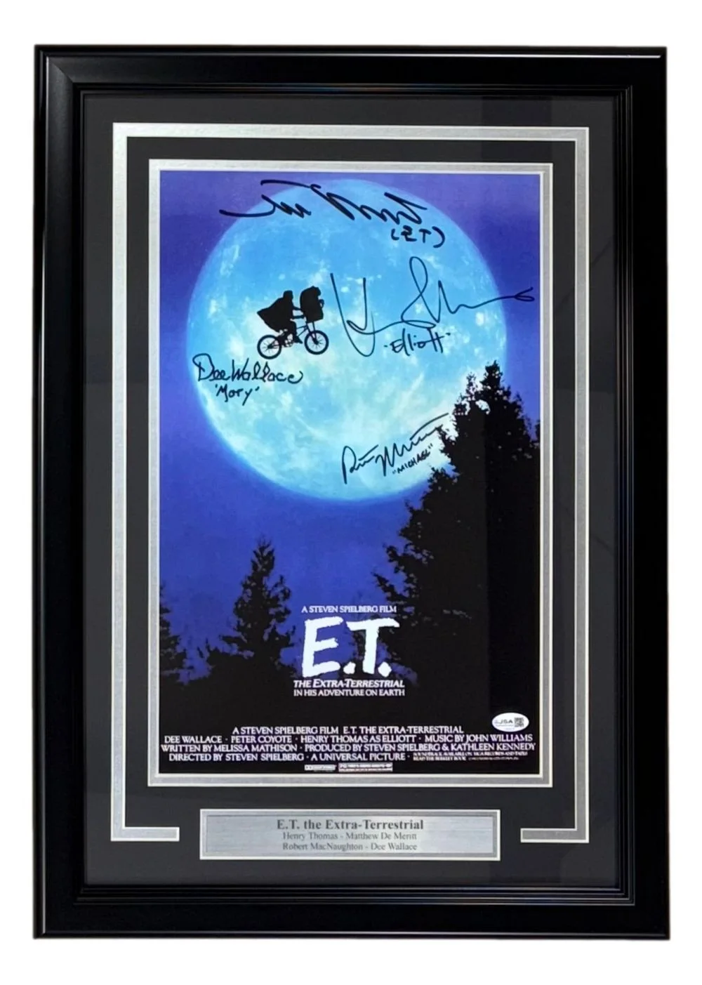 Henry Thomas — ET Cast (4) Signed Framed 11x17 ET Photo Henry Thomas De Merritt & More JSA