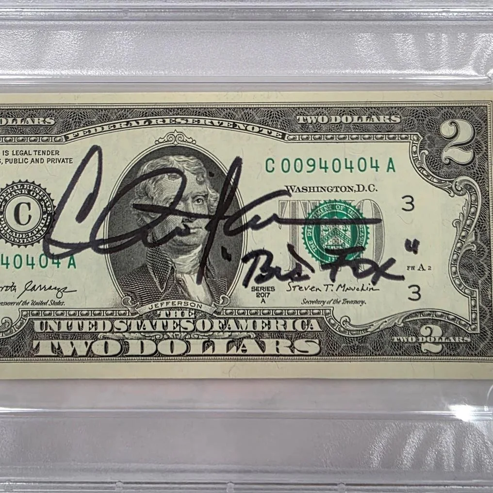 Charlie Sheen — Charlie Sheen signed $2 Dollar Bill Wall Street "Bud Fox" PSA/DNA 10 Auto Gem Mt, изображение 2