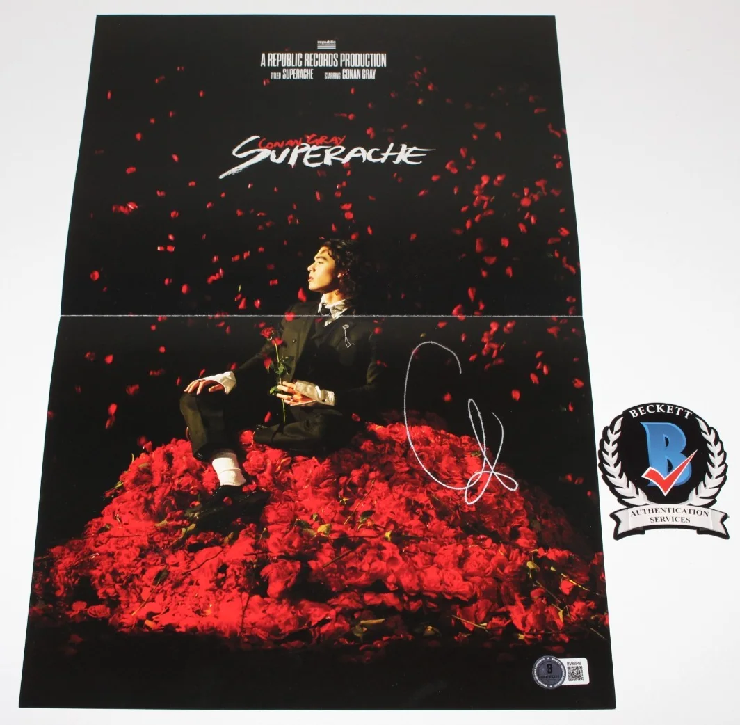 SINGER CONAN GRAY 'SUPERACHE' SIGNED 12x24 ALBUM POSTER BECKETT BAS COA, image 2