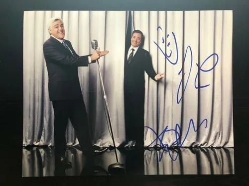 Jay Leno & Jimmy Fallon — Jay Leno & Jimmy Fallon Hand Signed 11x14 Photo NYC Autographed COA Tonight Show