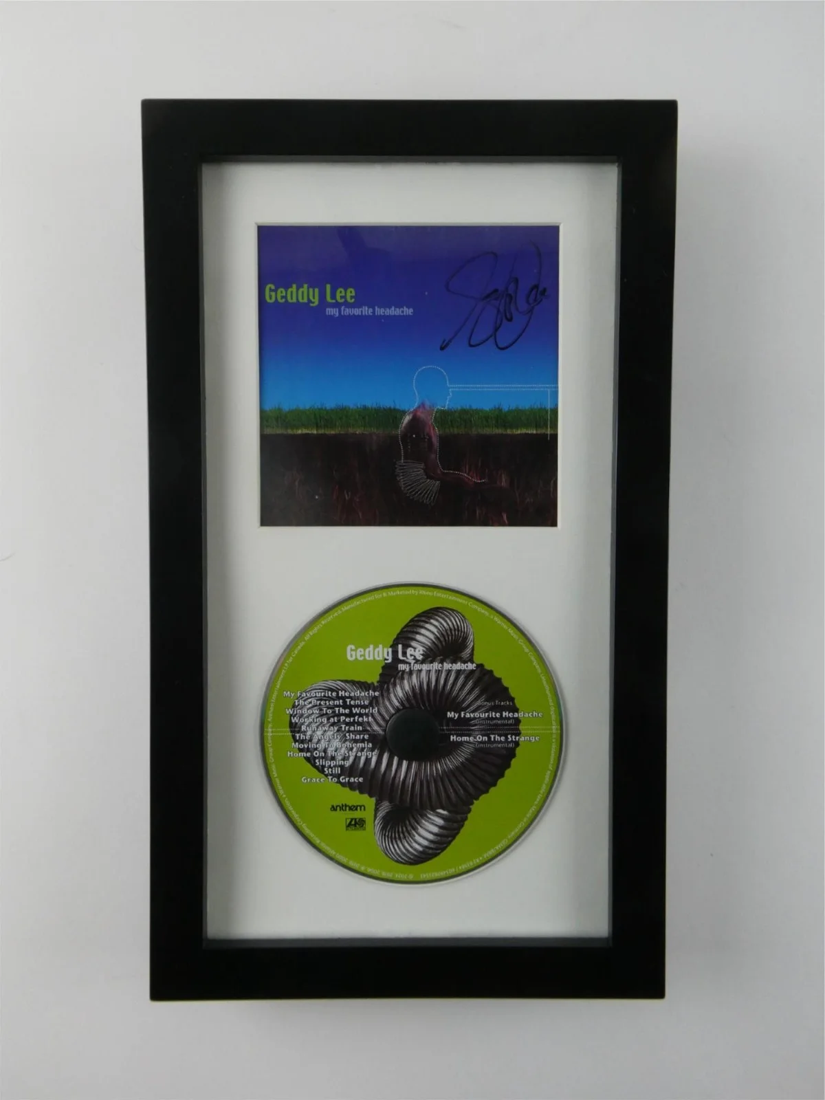 Geddy Lee Signed CD Framed Display Matted w/ Cover My Favorite Headache JSA COA, изображение 2