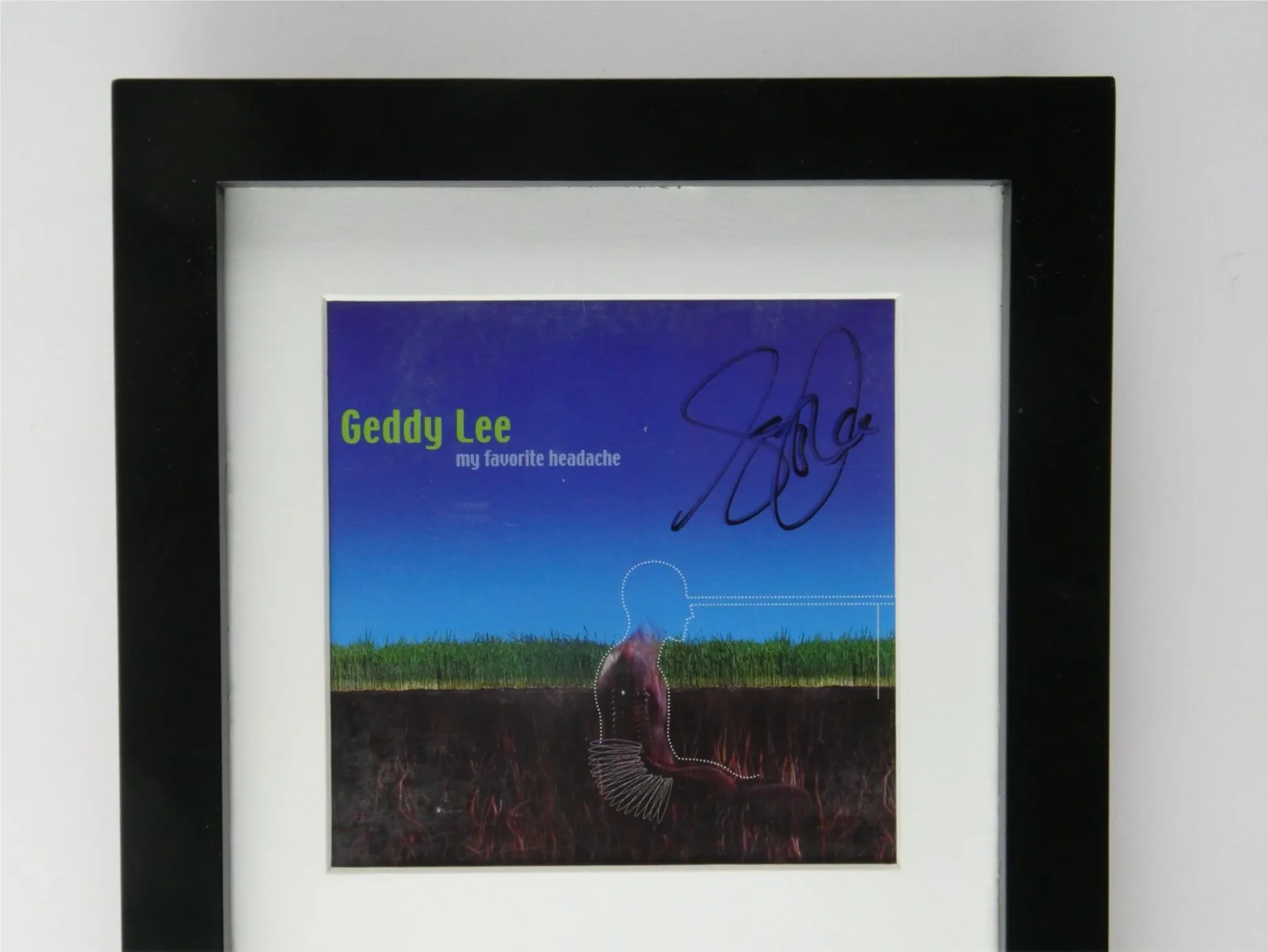 Geddy Lee Signed CD Framed Display Matted w/ Cover My Favorite Headache JSA COA, изображение 3