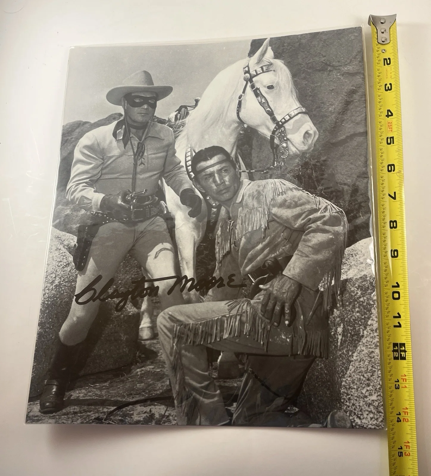 Clayton Moore — Clayton Moore Signed Lone Ranger & Tonto Large 11x14 Photo Autograph Vintage, изображение 3