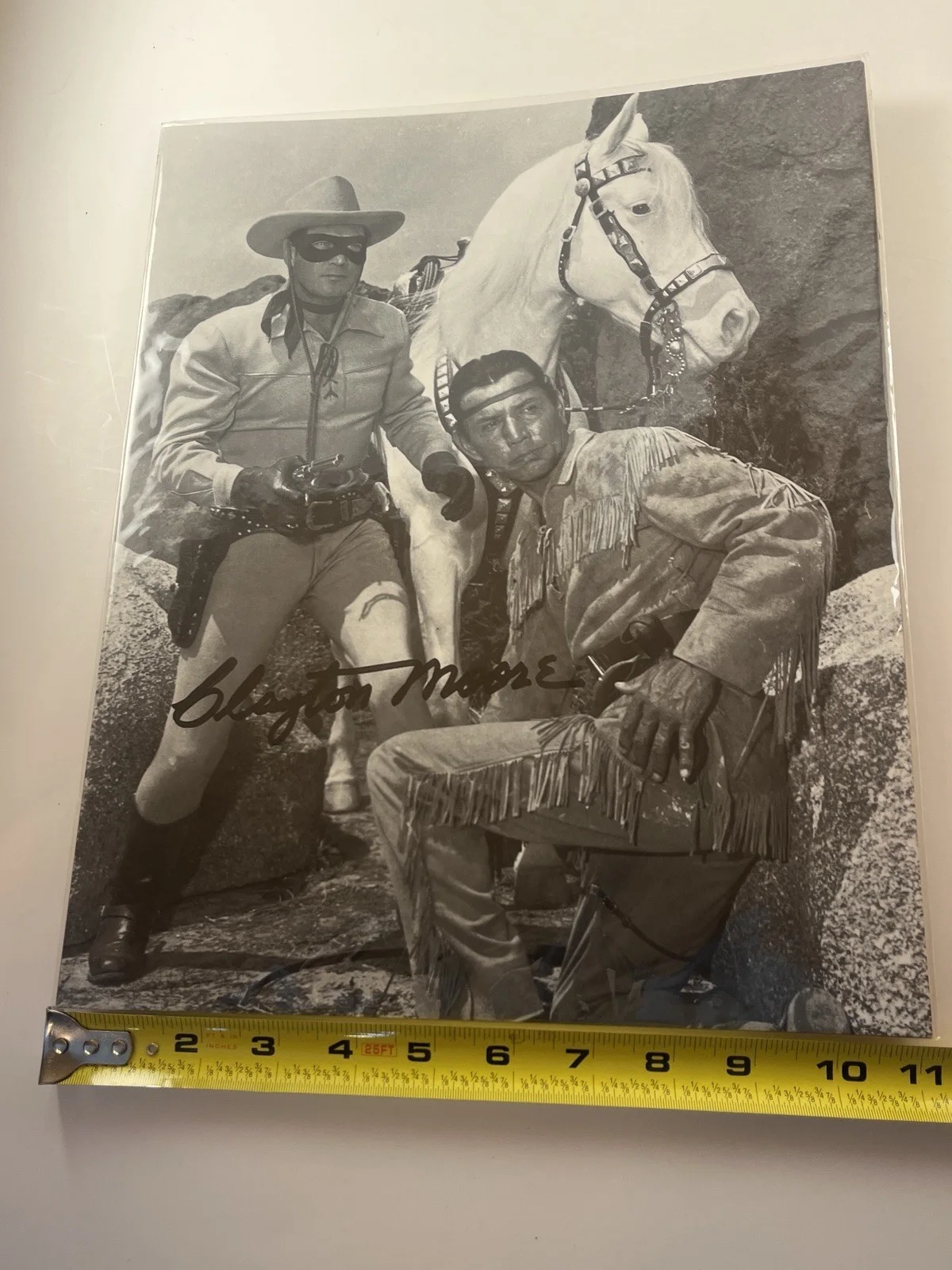 Clayton Moore — Clayton Moore Signed Lone Ranger & Tonto Large 11x14 Photo Autograph Vintage, изображение 4