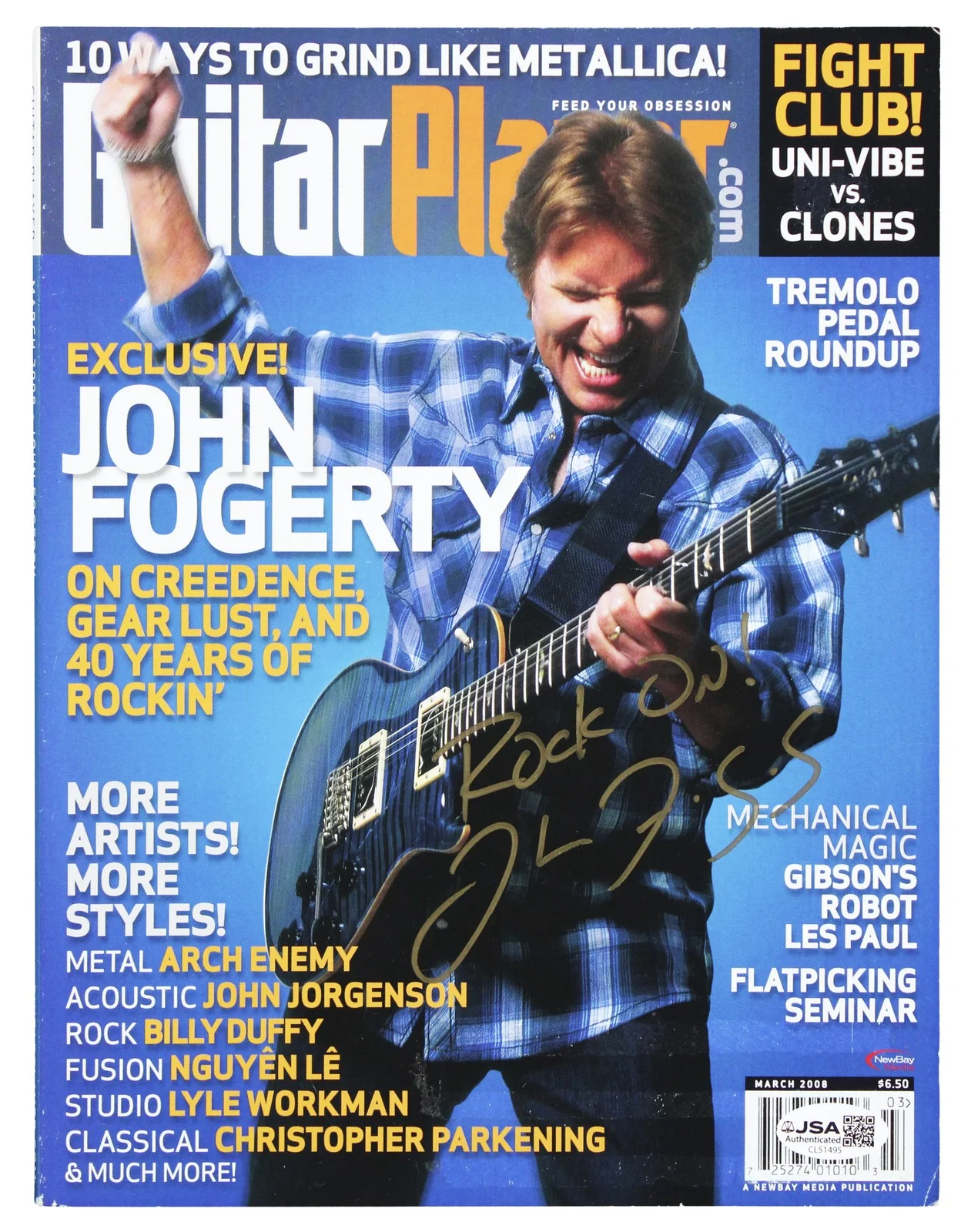 John Fogerty — John Fogerty "Rock On!" Signed March 2008 Guitar Player Magazine JSA #CL51495