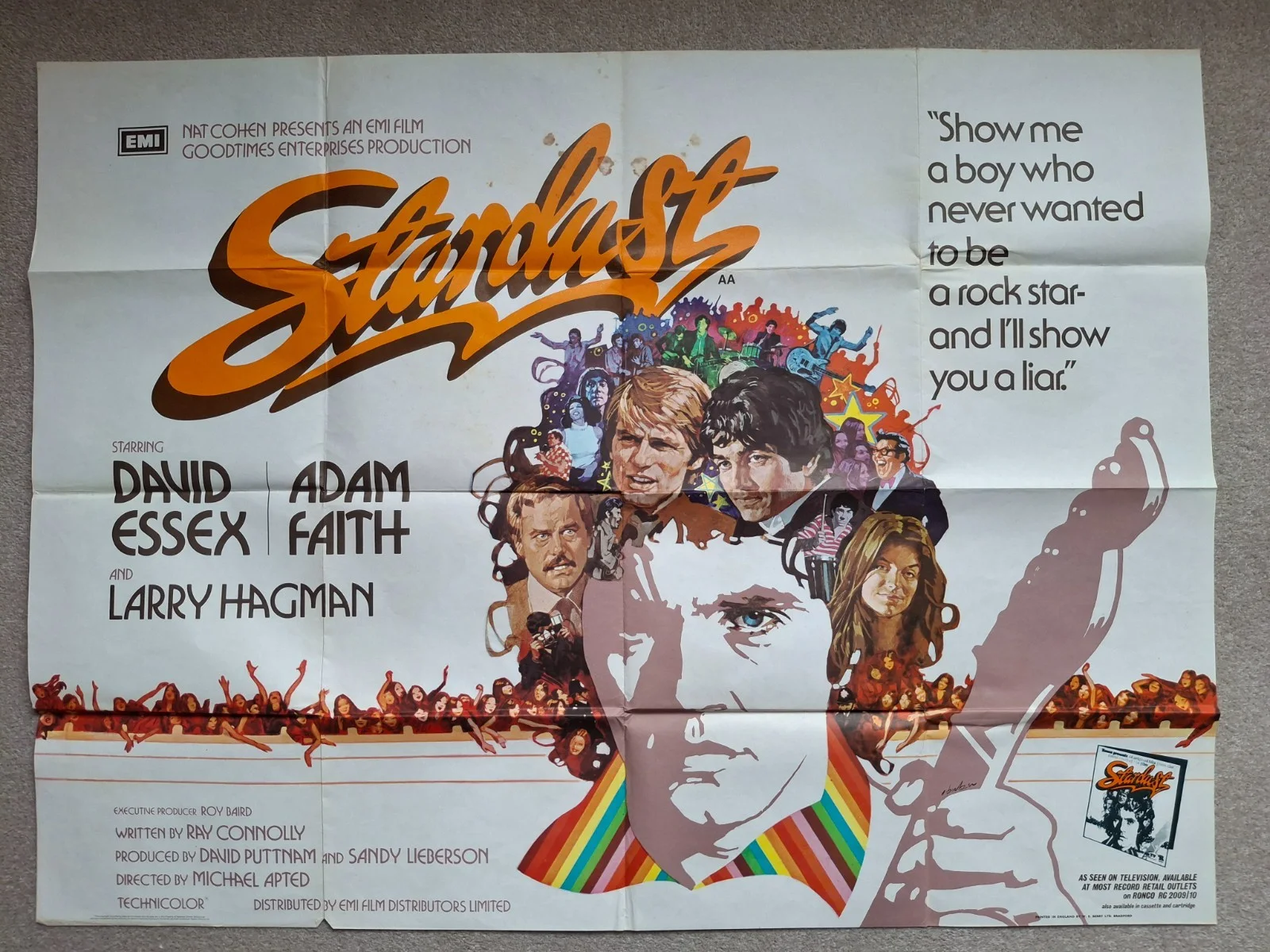 Original & Rare Stardust Film Cinemas Movie Poster David Essex Arnaldo Putzu, изображение 2