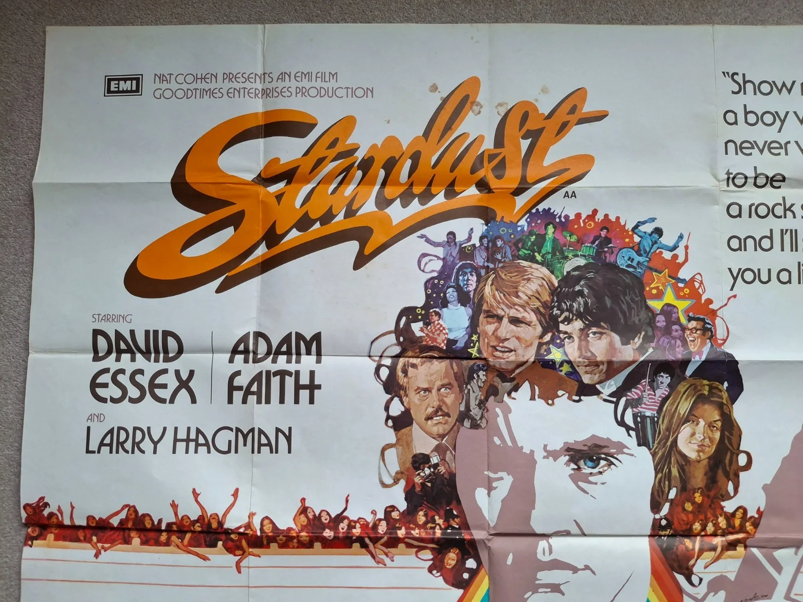 Original & Rare Stardust Film Cinemas Movie Poster David Essex Arnaldo Putzu, изображение 3