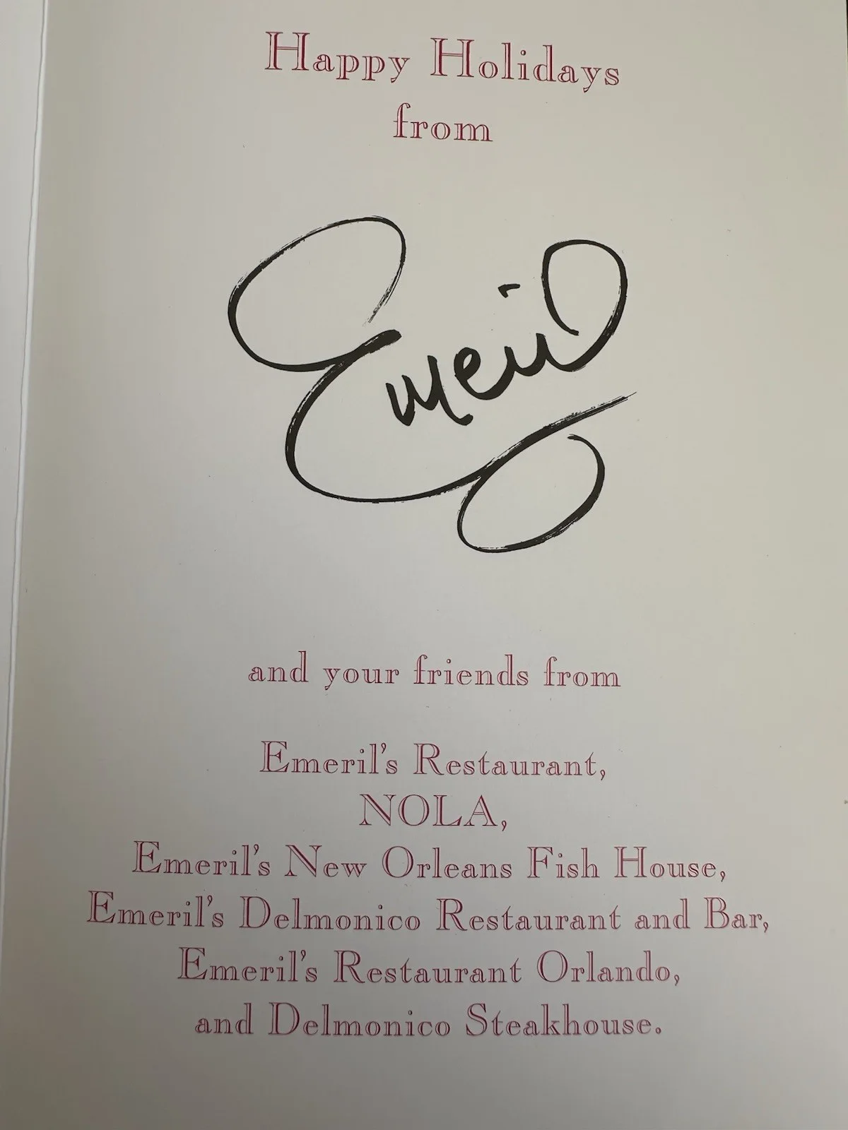 Emeril Lagasse — Emeril Lagasse Hand‑Signed Christmas Card – Photo by Kerri McCaffety – Authentic, изображение 2
