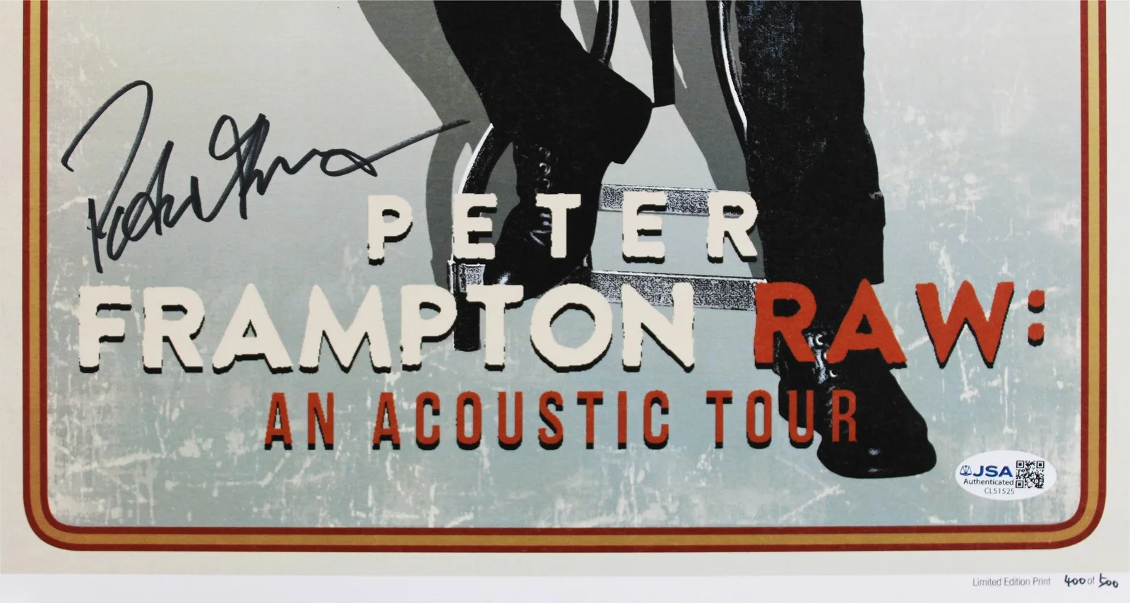 Peter Frampton — Peter Frampton Authentic Signed 12x18 Raw: An Acoustic Tour Poster JSA #CL51525, image 2