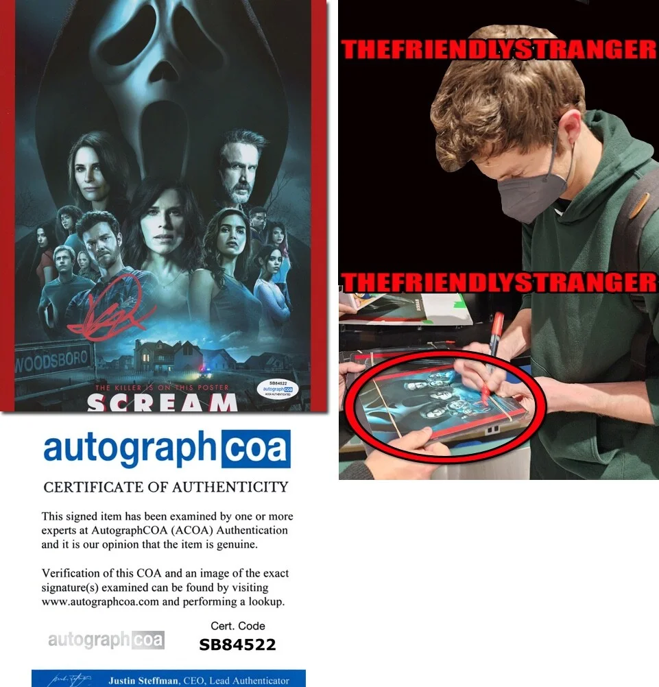 JACK QUAID — Jack Quaid signed "SCREAM" 8x10 Photo f EXACT PROOF Richie Ghostface ACOA COA