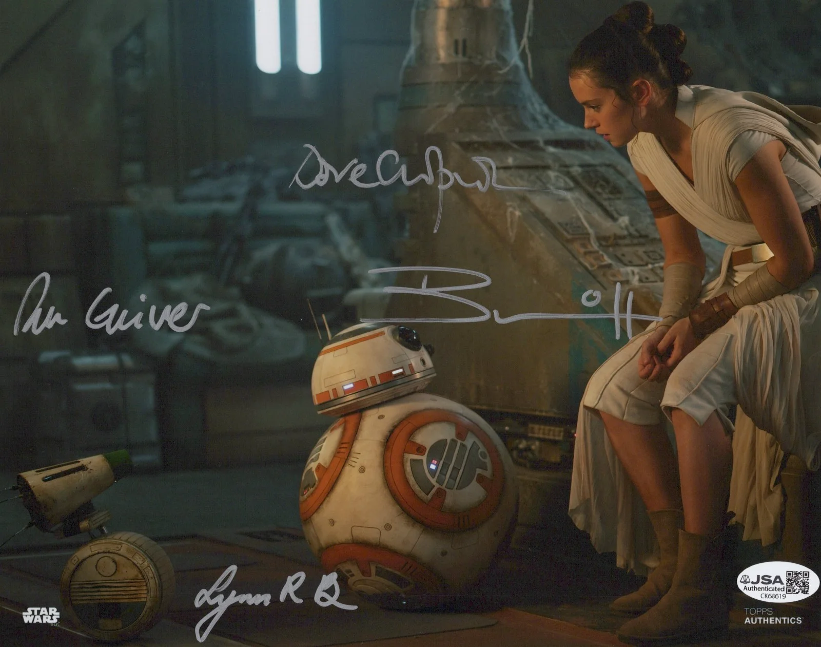 Bruce, Chapman, Guiver & Herring — Topps Star Wars BB-8 & D-0 Bruce, Chapman, Guiver & Herring signed 8x10 JSA COA